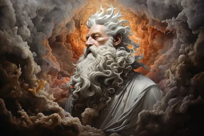 Majestic Portrait Of An Ancient Bearded Deity