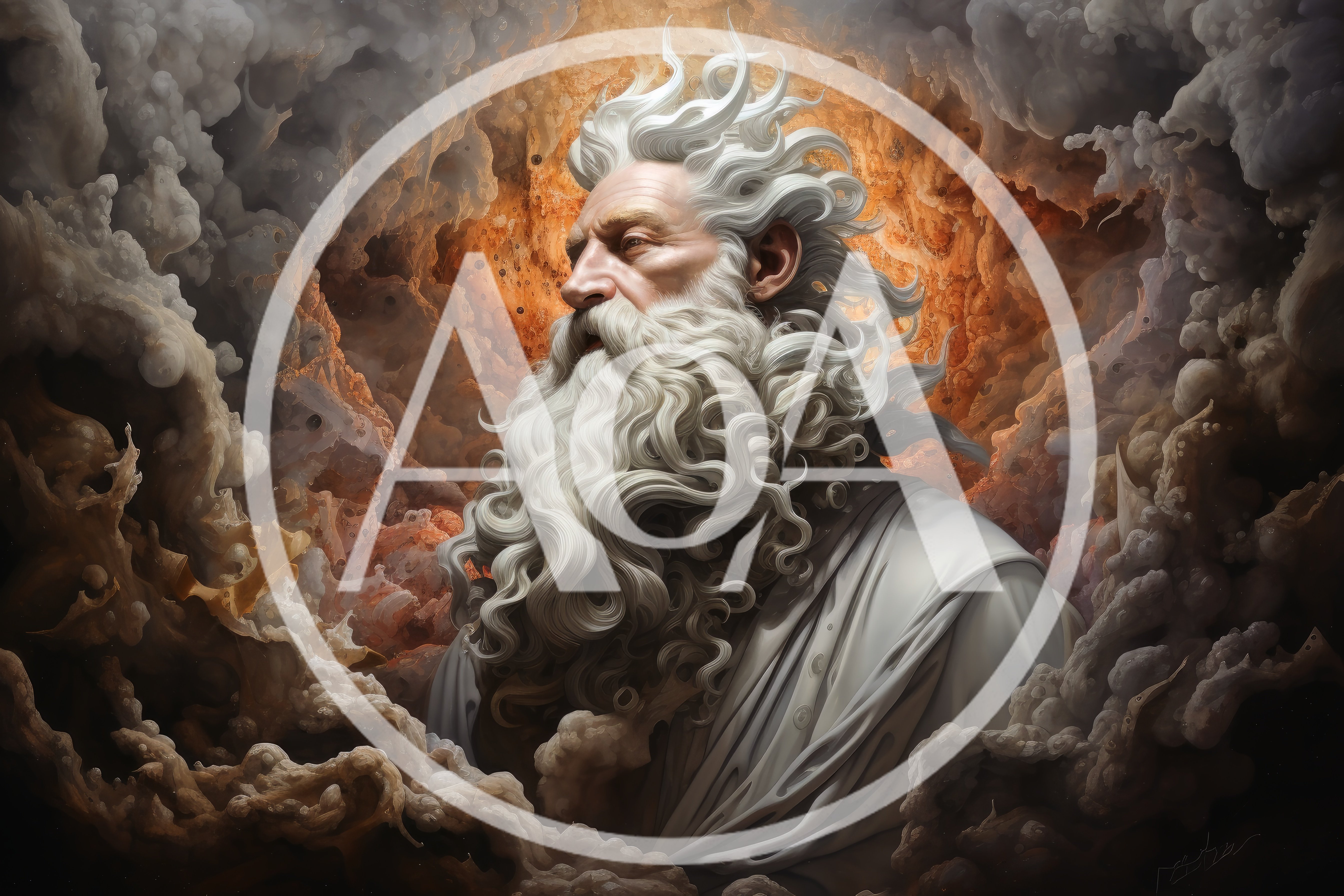 Majestic Portrait Of An Ancient Bearded Deity