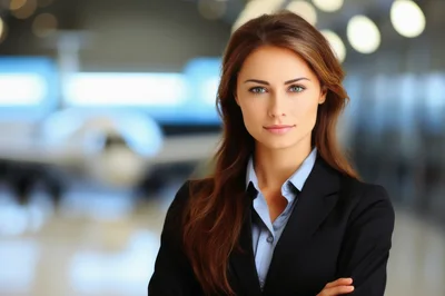Professional Businesswoman Standing In A Modern Office Setting
