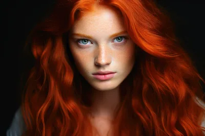 Portrait Of A Young Woman With Vibrant Red Hair