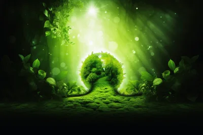 Surreal Green Forest Portal In A Mossy Landscape