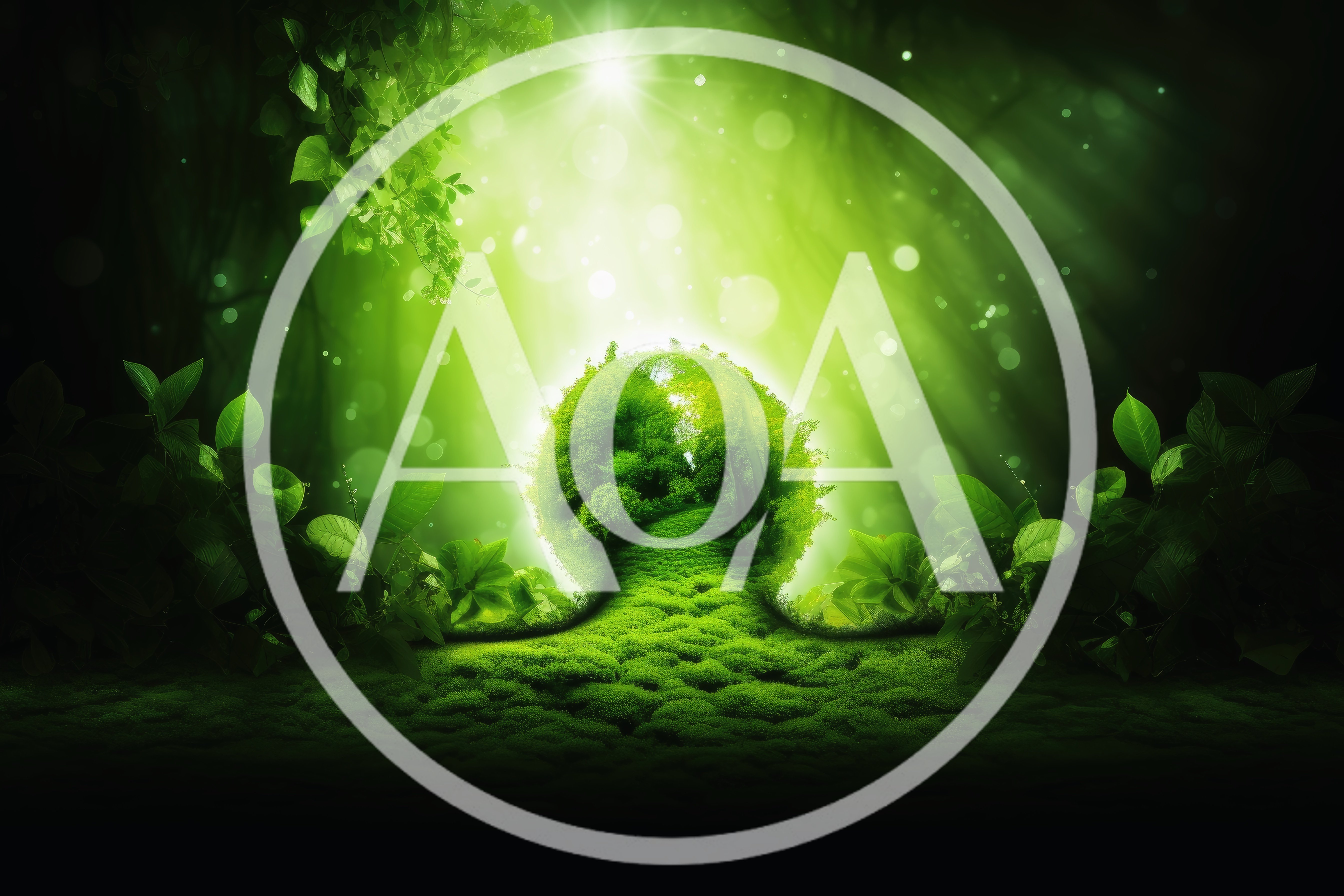 Surreal Green Forest Portal In A Mossy Landscape