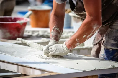 Construction Worker Applying Plaster To A Surface