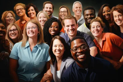 Diverse Group Of Smiling Professionals In Office Portrait