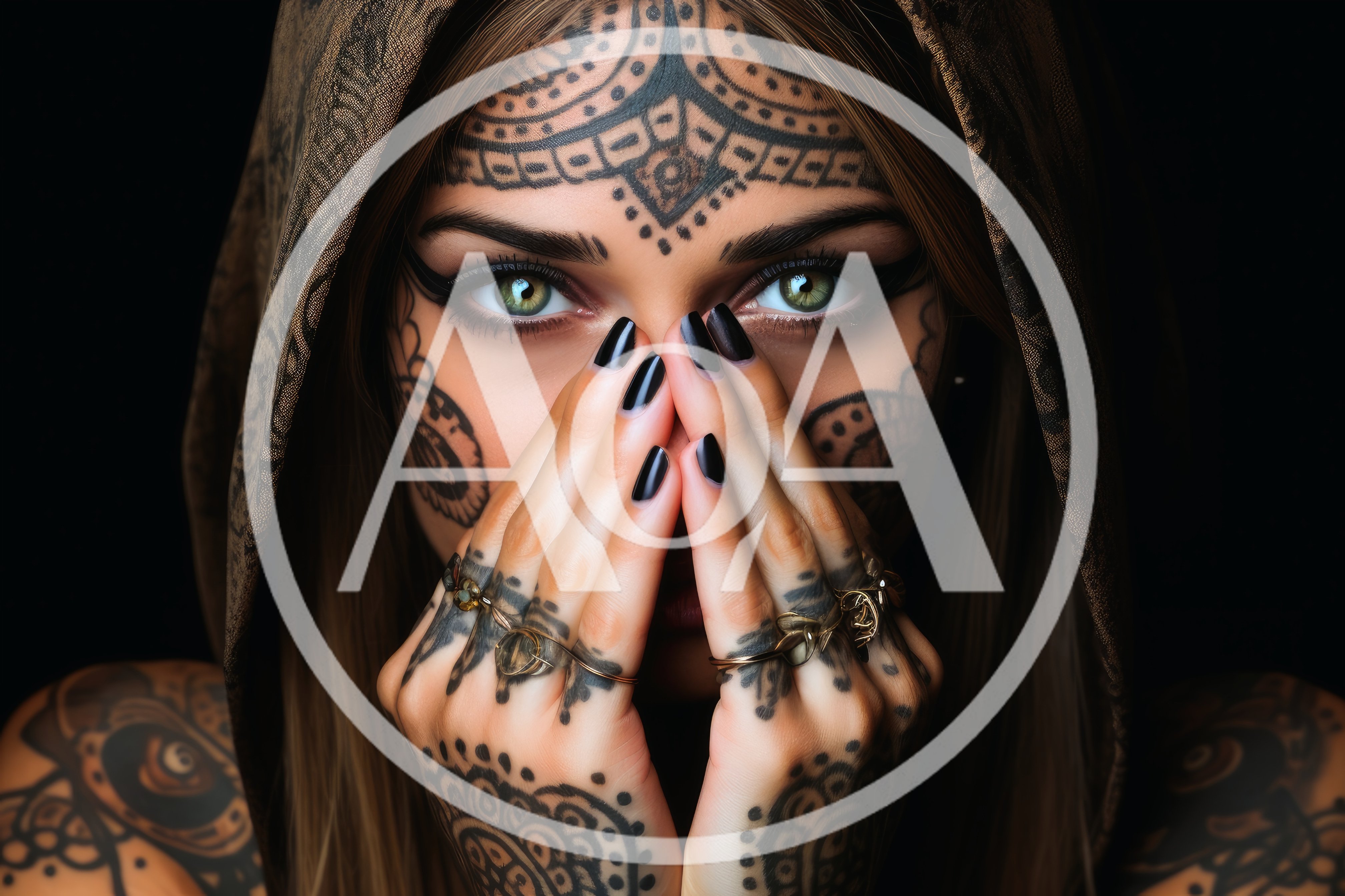 Portrait Of A Woman With Intricate Henna Tattoos