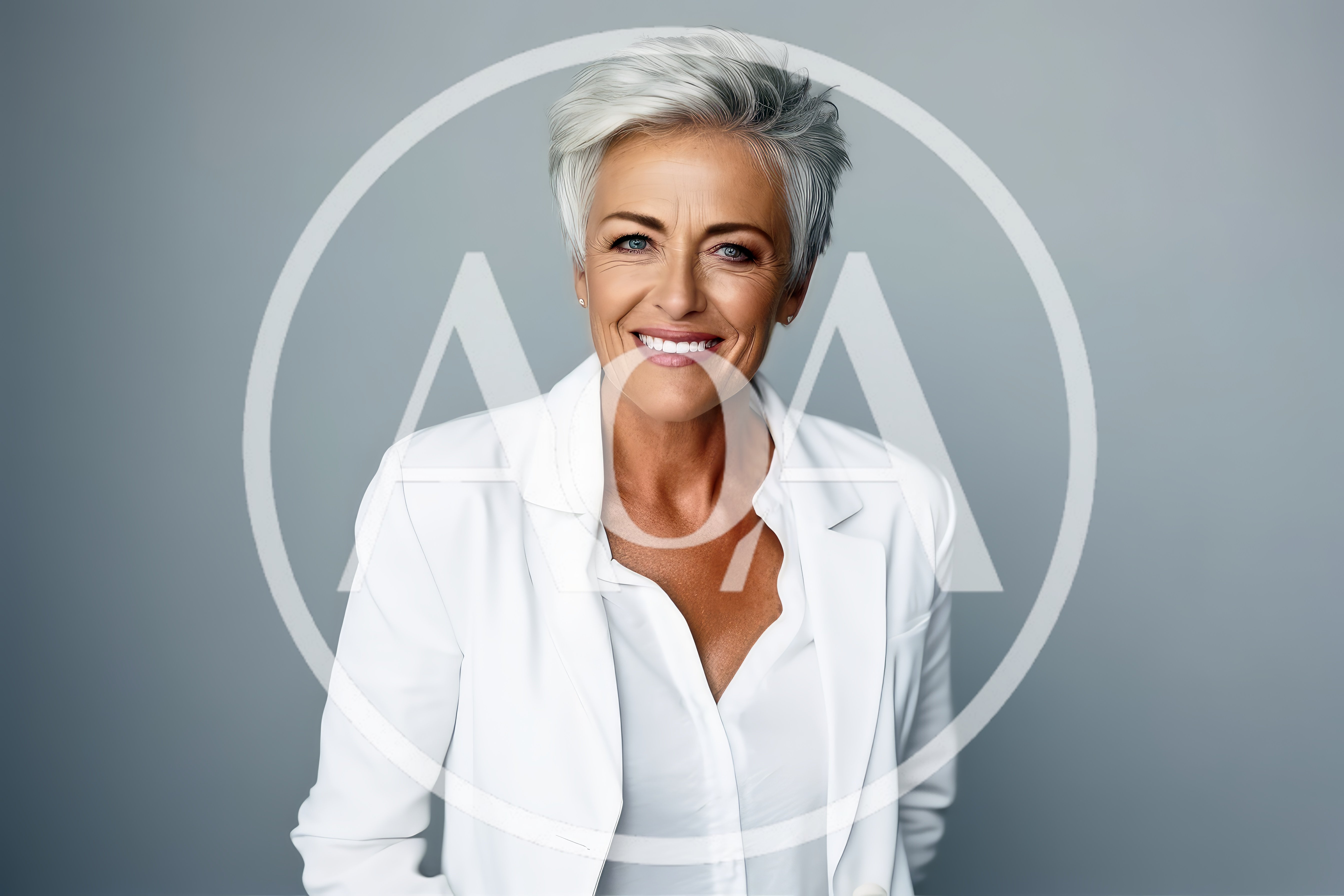 Professional Mature Woman Smiling In White Blazer