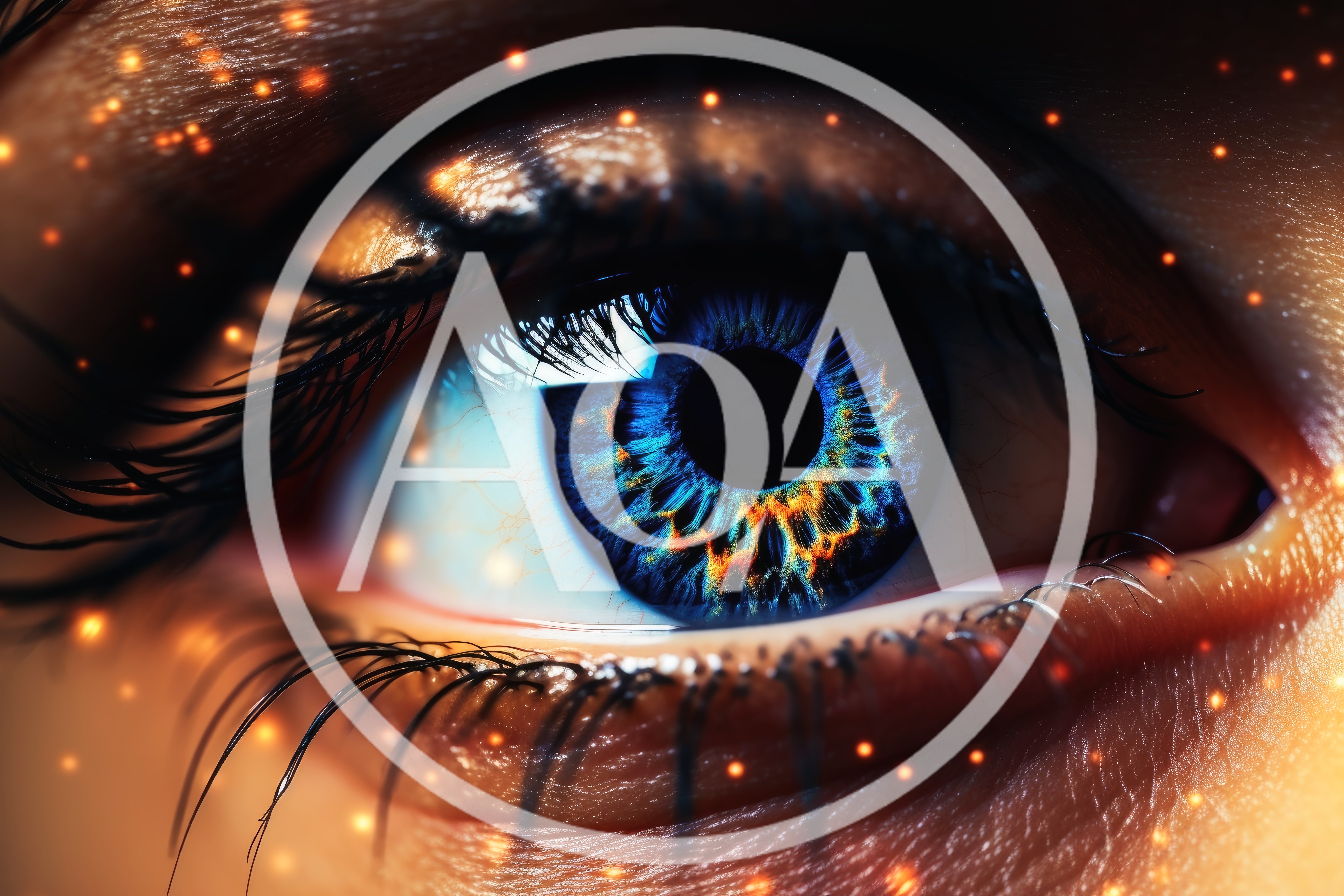 Macro Close Up Of A Human Eye With Glowing Particles