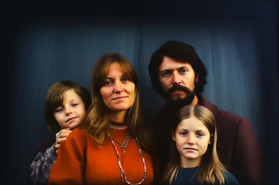 Portrait Of A Family In Vintage Style