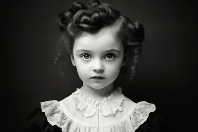 Portrait Of A Young Girl With Vintage Curls