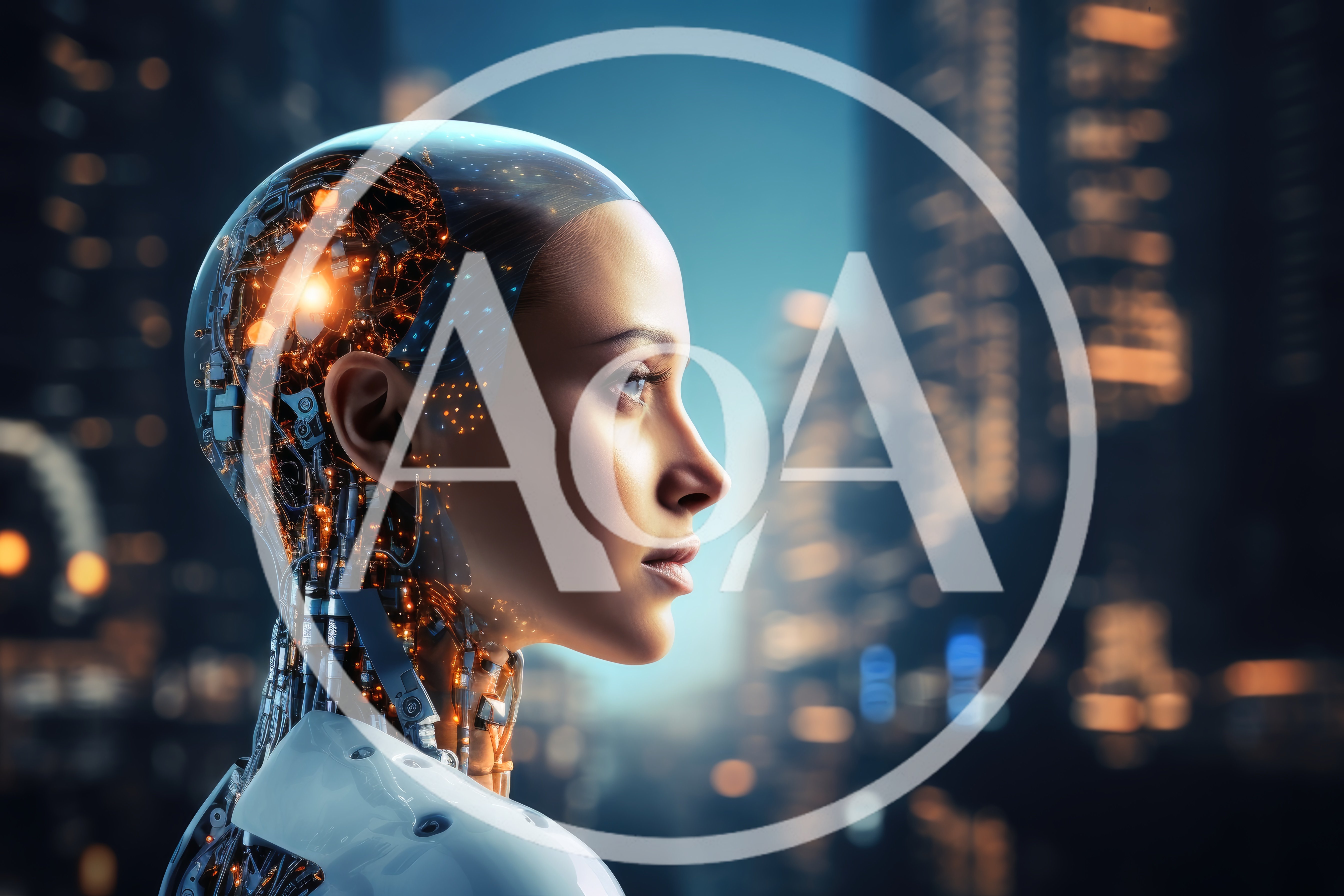 Cyborg Humanoid Profile With Glowing Internal Circuitry