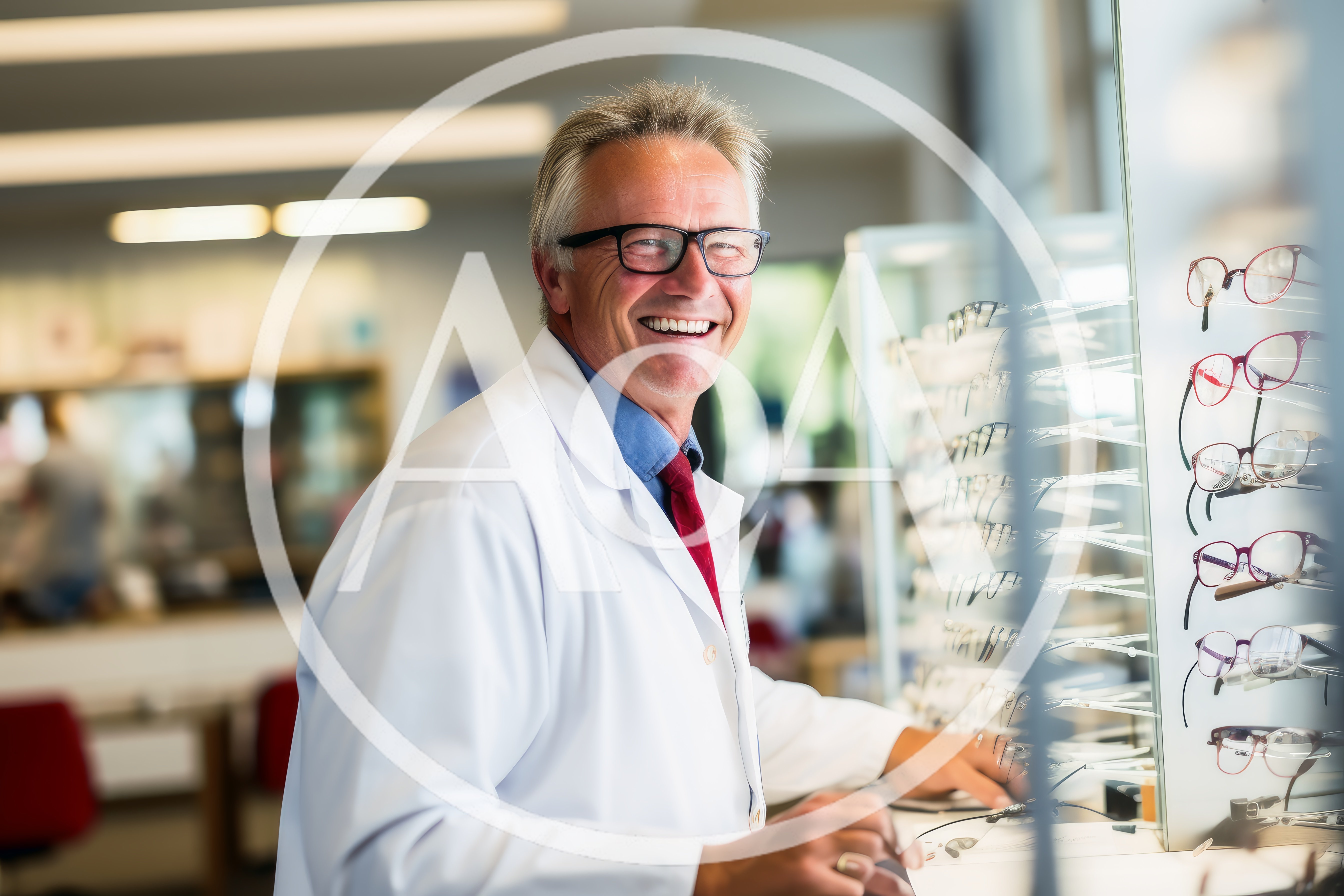 Smiling Optometrist Working In An Optical Store