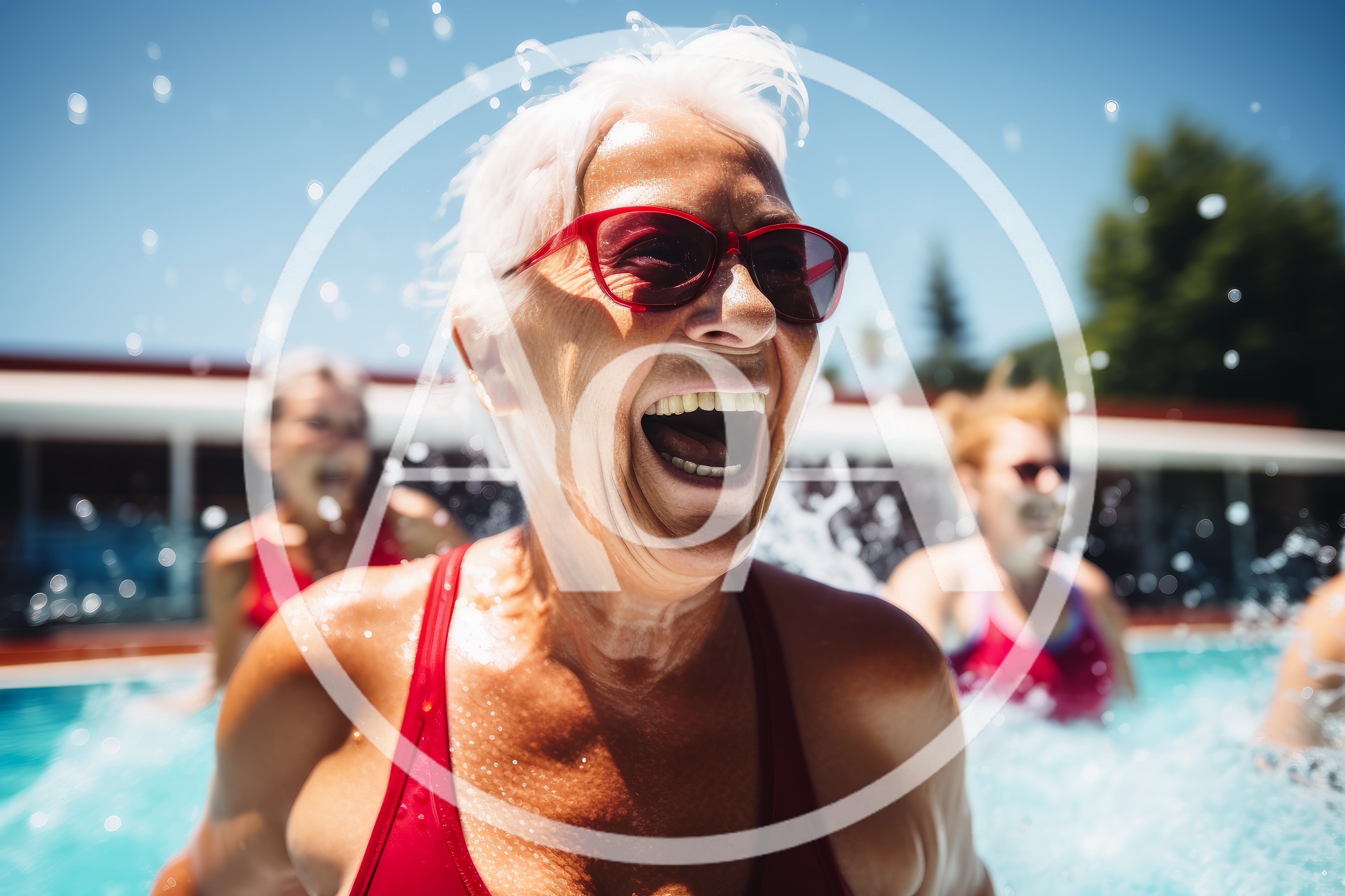 Senior Women Having Fun In A Swimming Pool