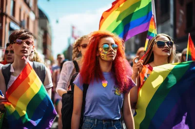 Diverse Group Participating In A Vibrant Pride Parade
