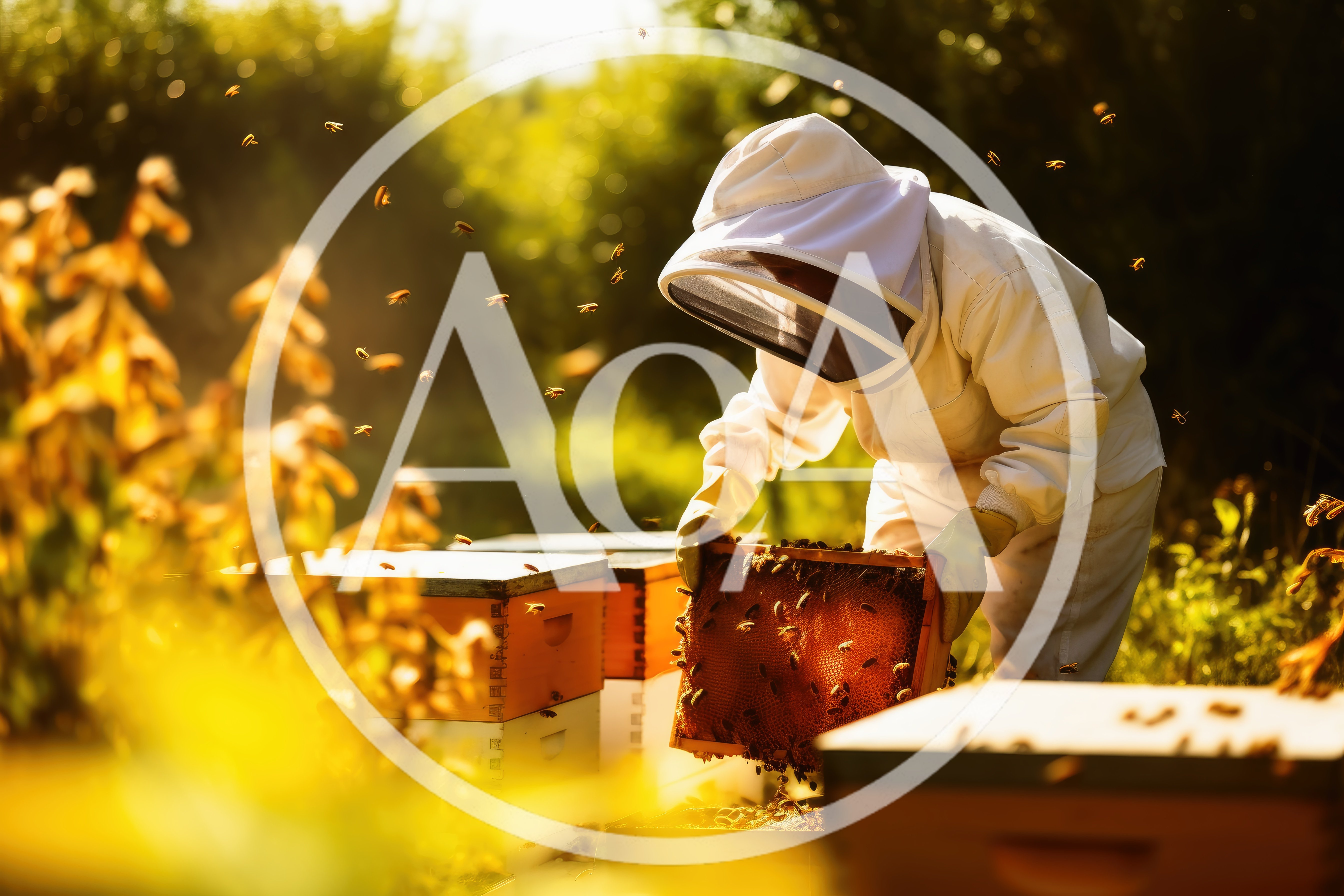 Beekeeper Inspecting Honeycomb Frame In Apiary