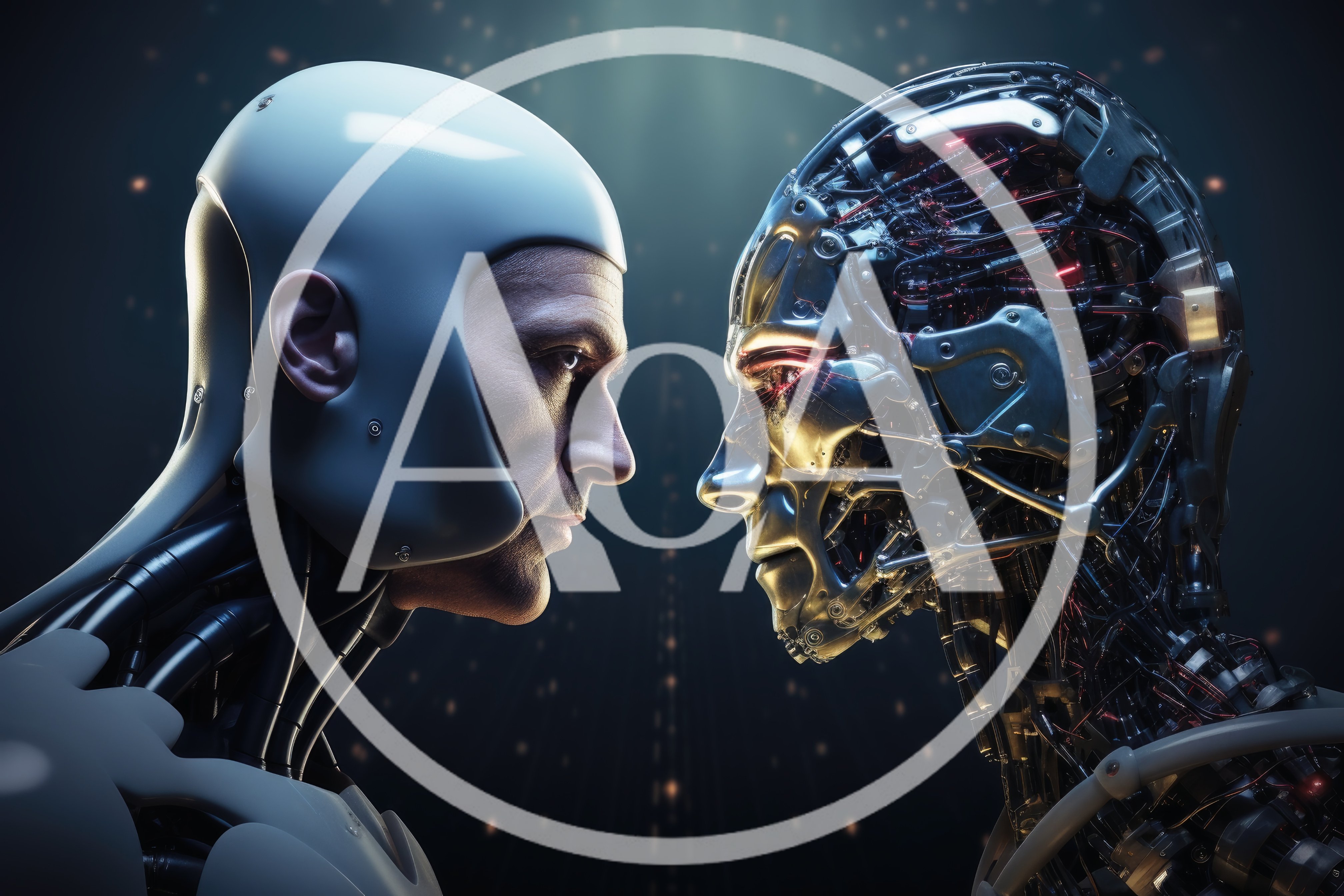 Humanoid Robot Facing Advanced Cybernetic Artificial Intelligence