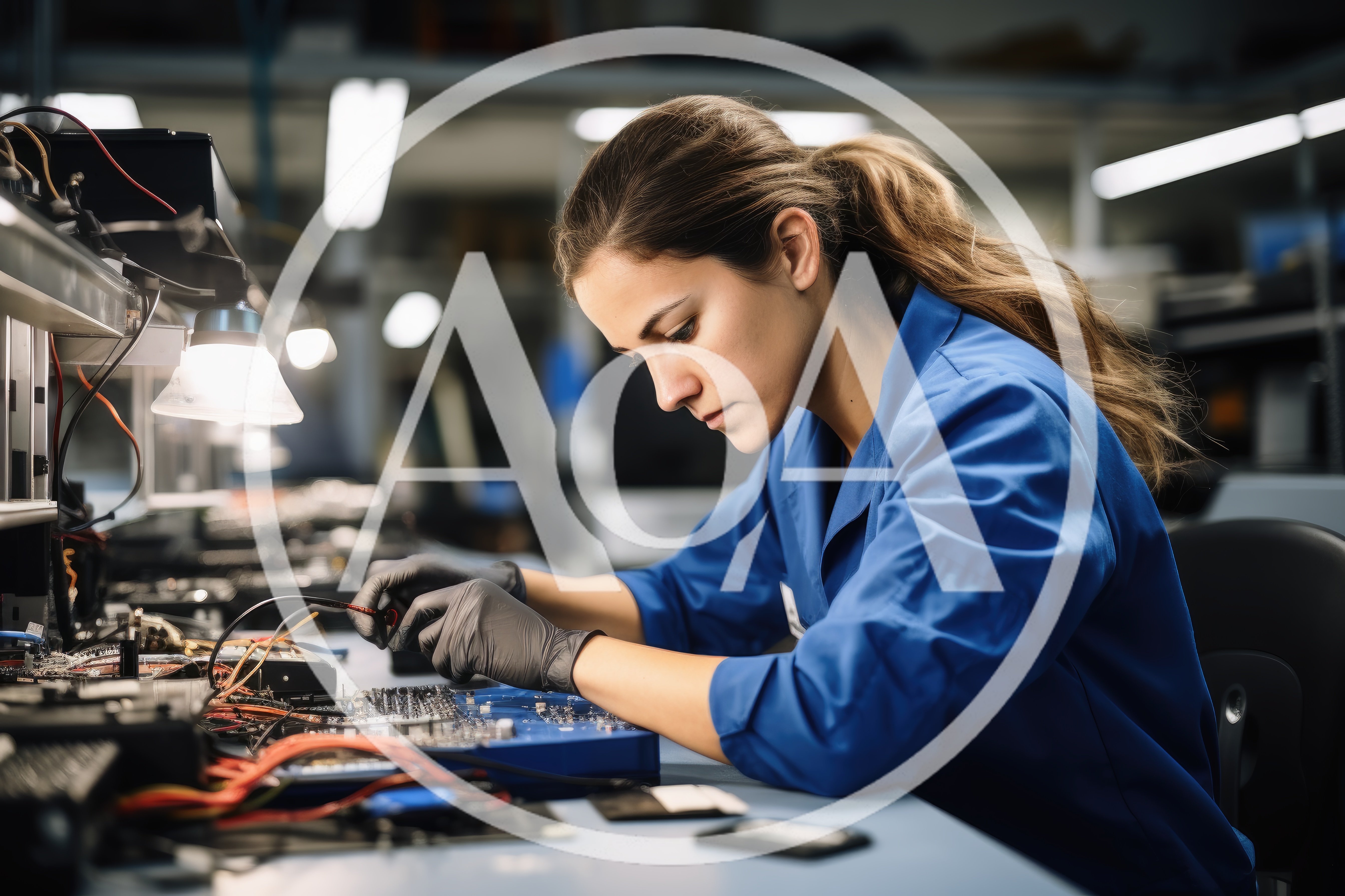 Female Technician Assembling Electronic Circuit Board In Factory