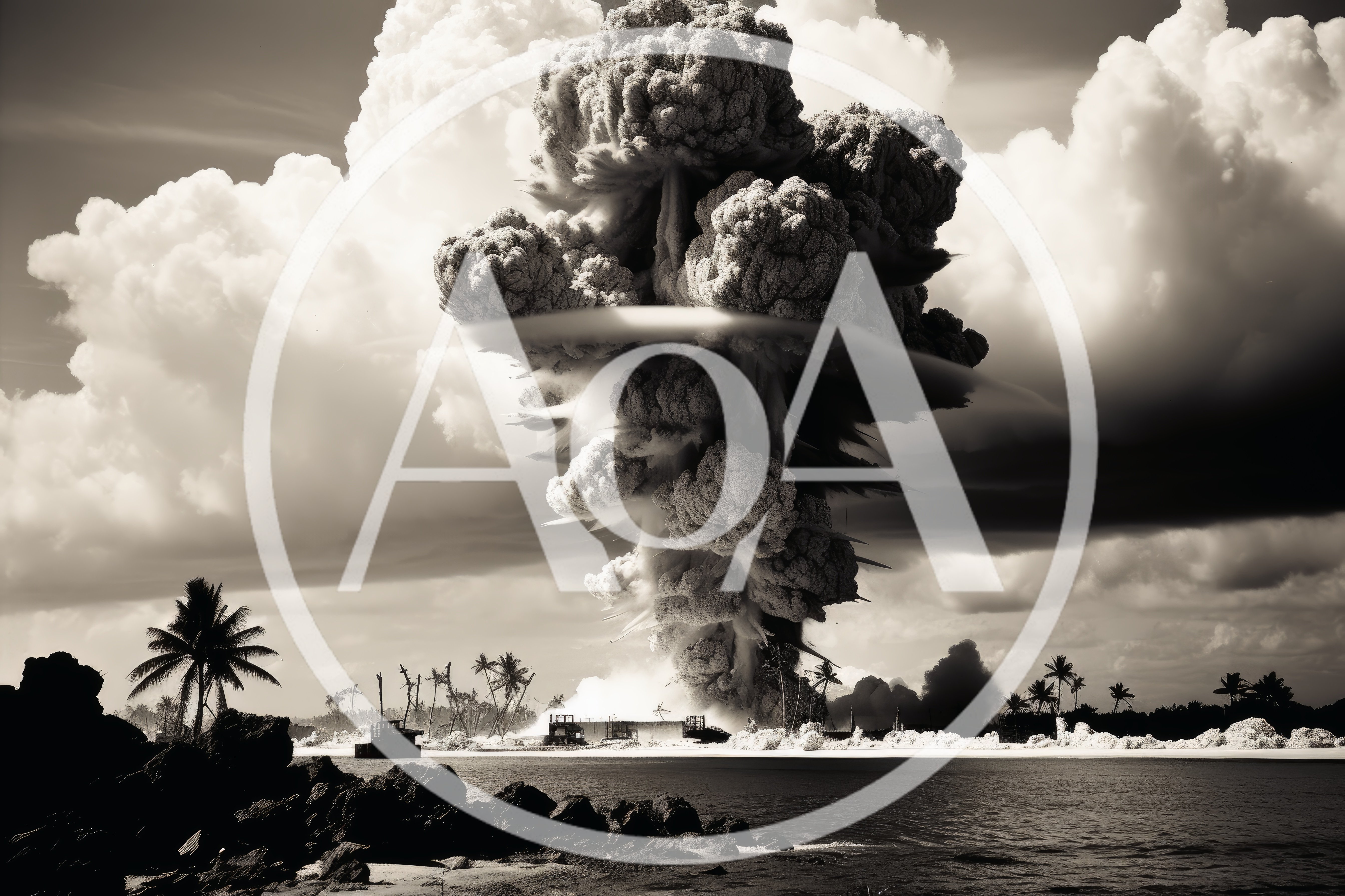 Massive Volcanic Eruption On Tropical Island Coast