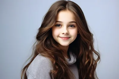 Portrait Of A Smiling Young Girl With Wavy Hair