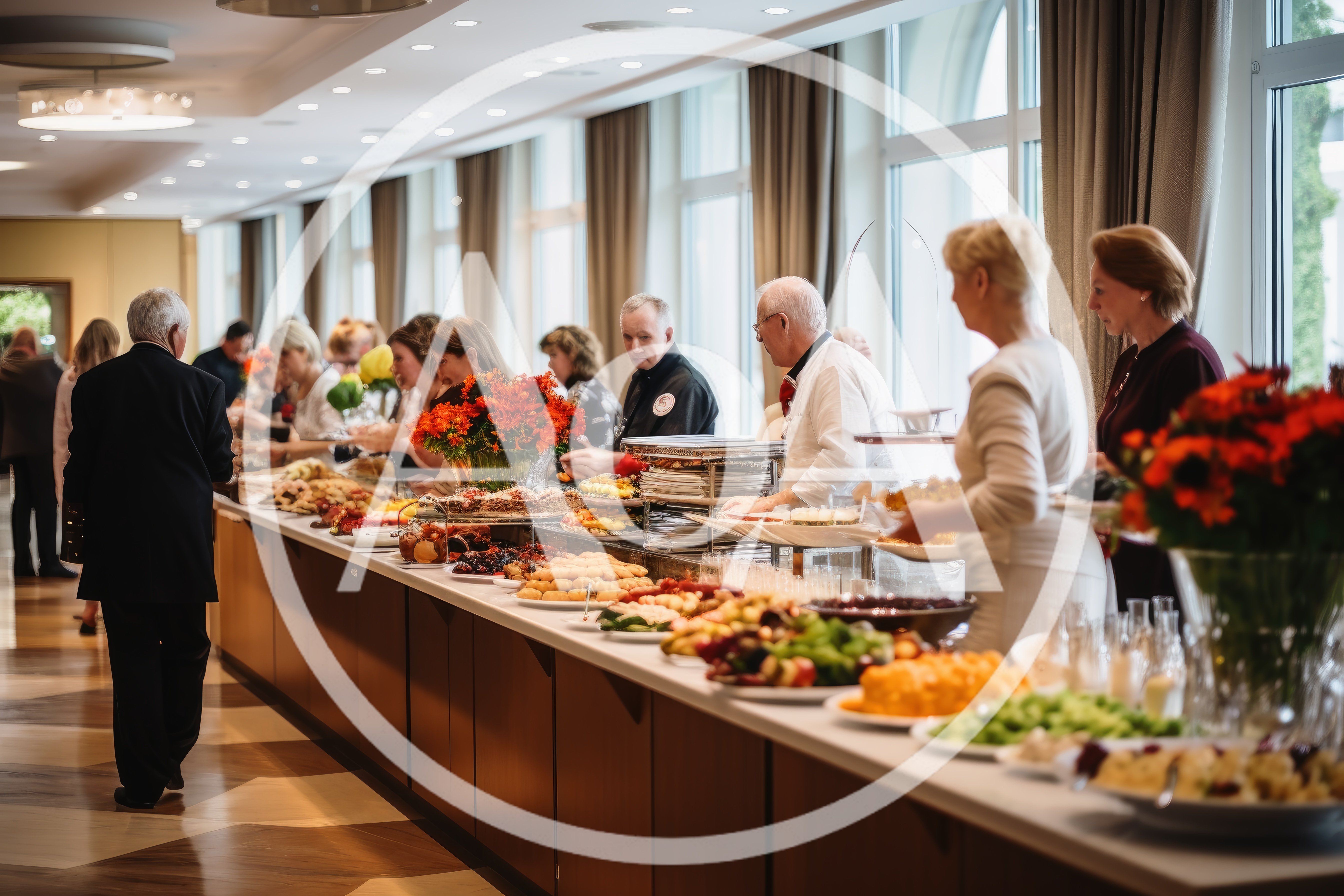 People Serving Themselves at a Formal Buffet