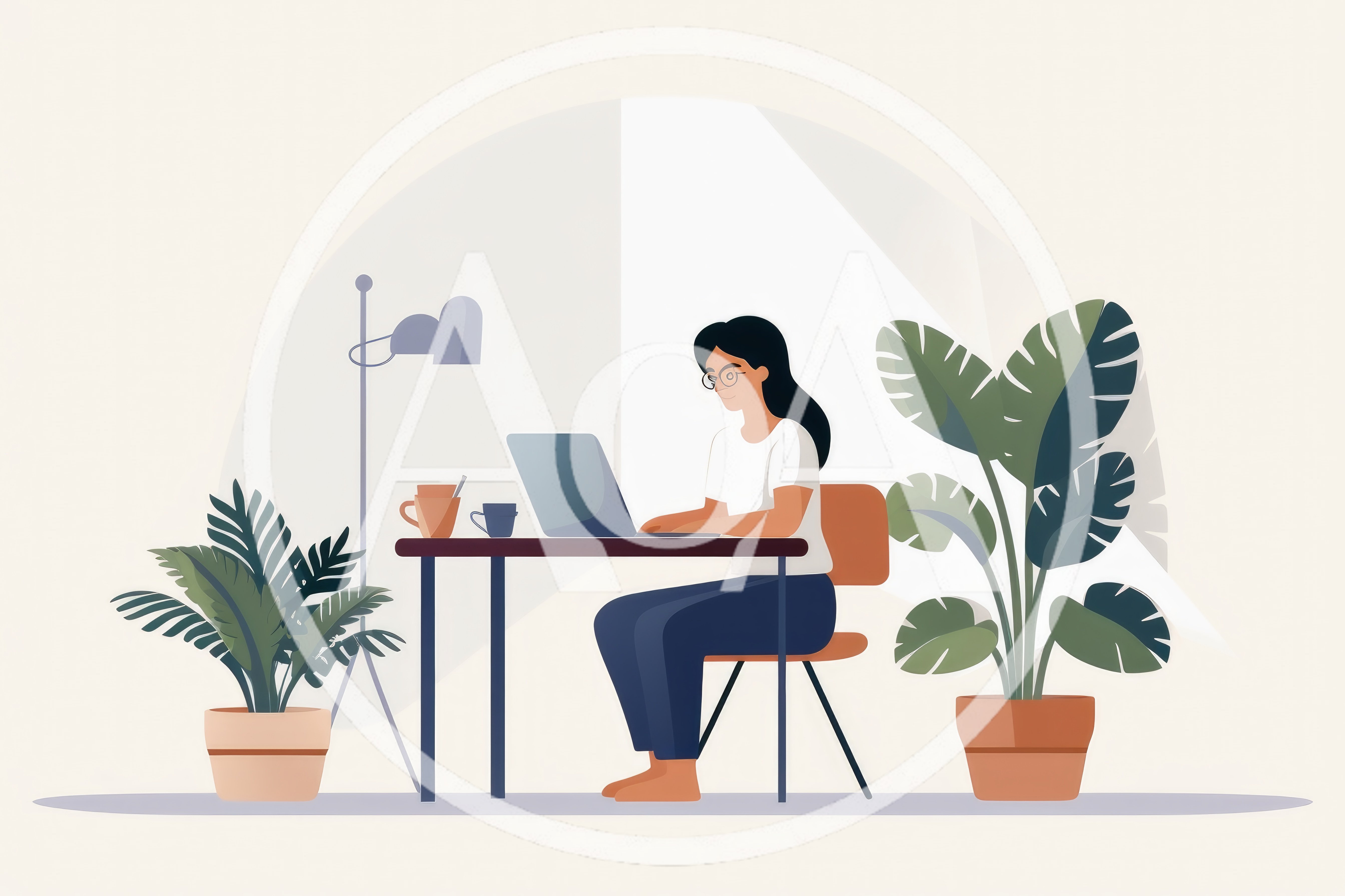 Woman Working On Laptop At Home Office Desk