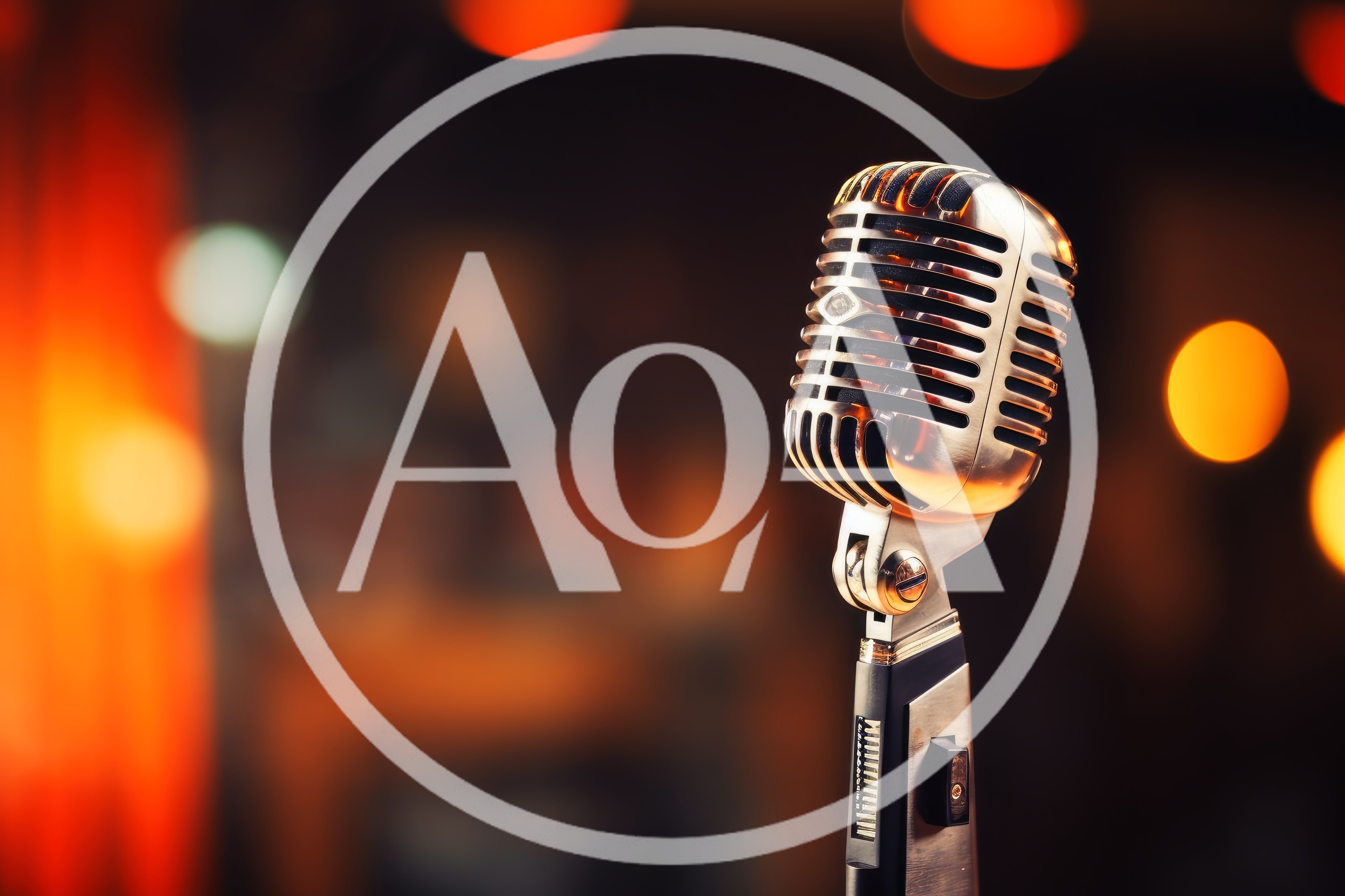 Vintage Silver Microphone On Stage With Bokeh Background