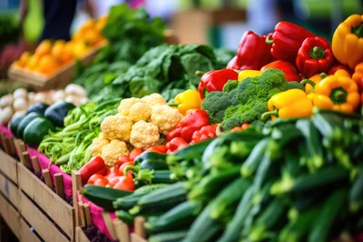 Fresh Organic Vegetables Displayed At Farmers Market