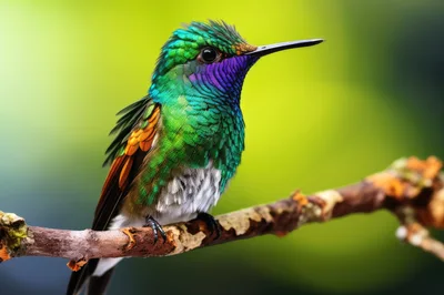 Vibrant Hummingbird Perched On A Tree Branch