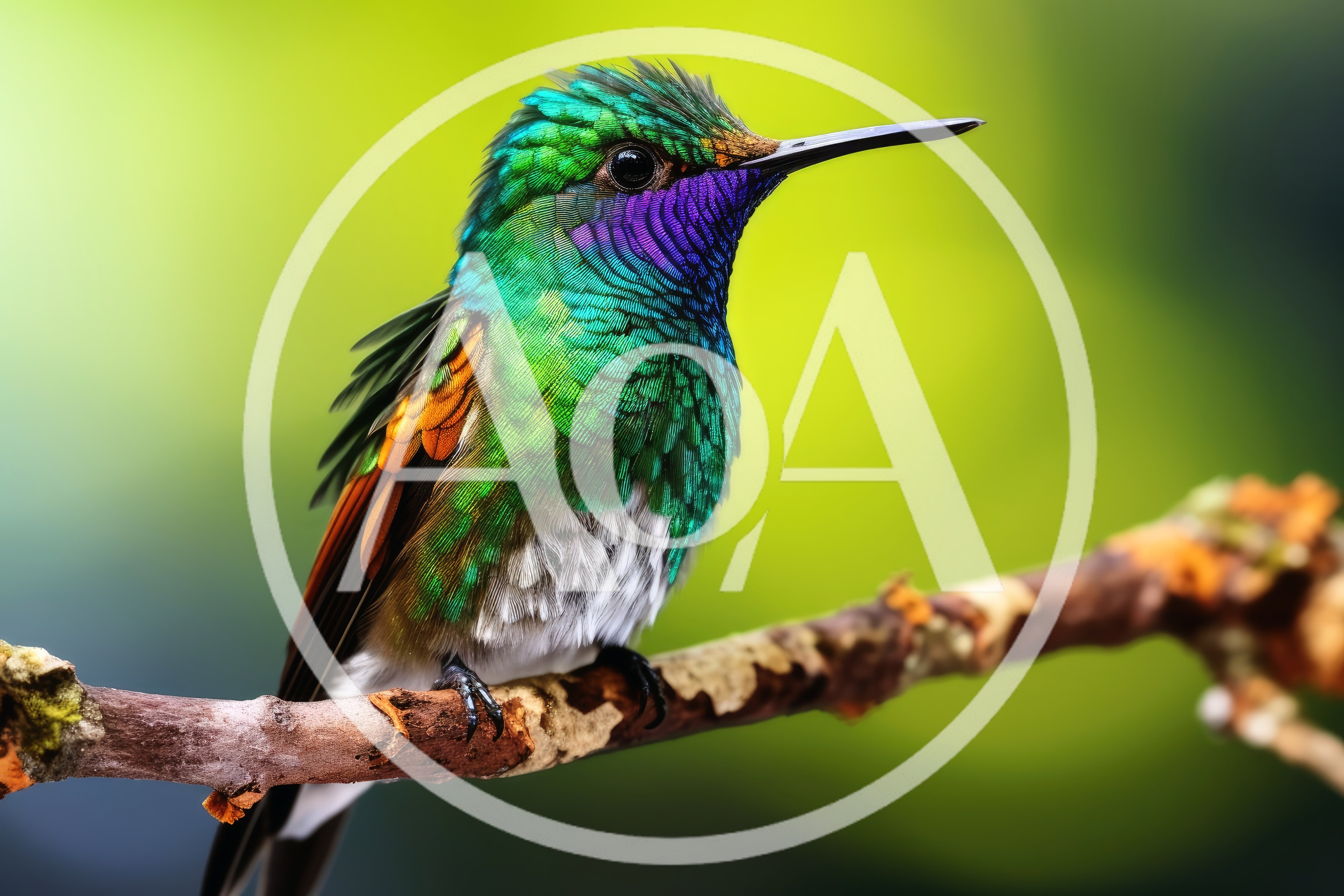 Vibrant Hummingbird Perched On A Tree Branch