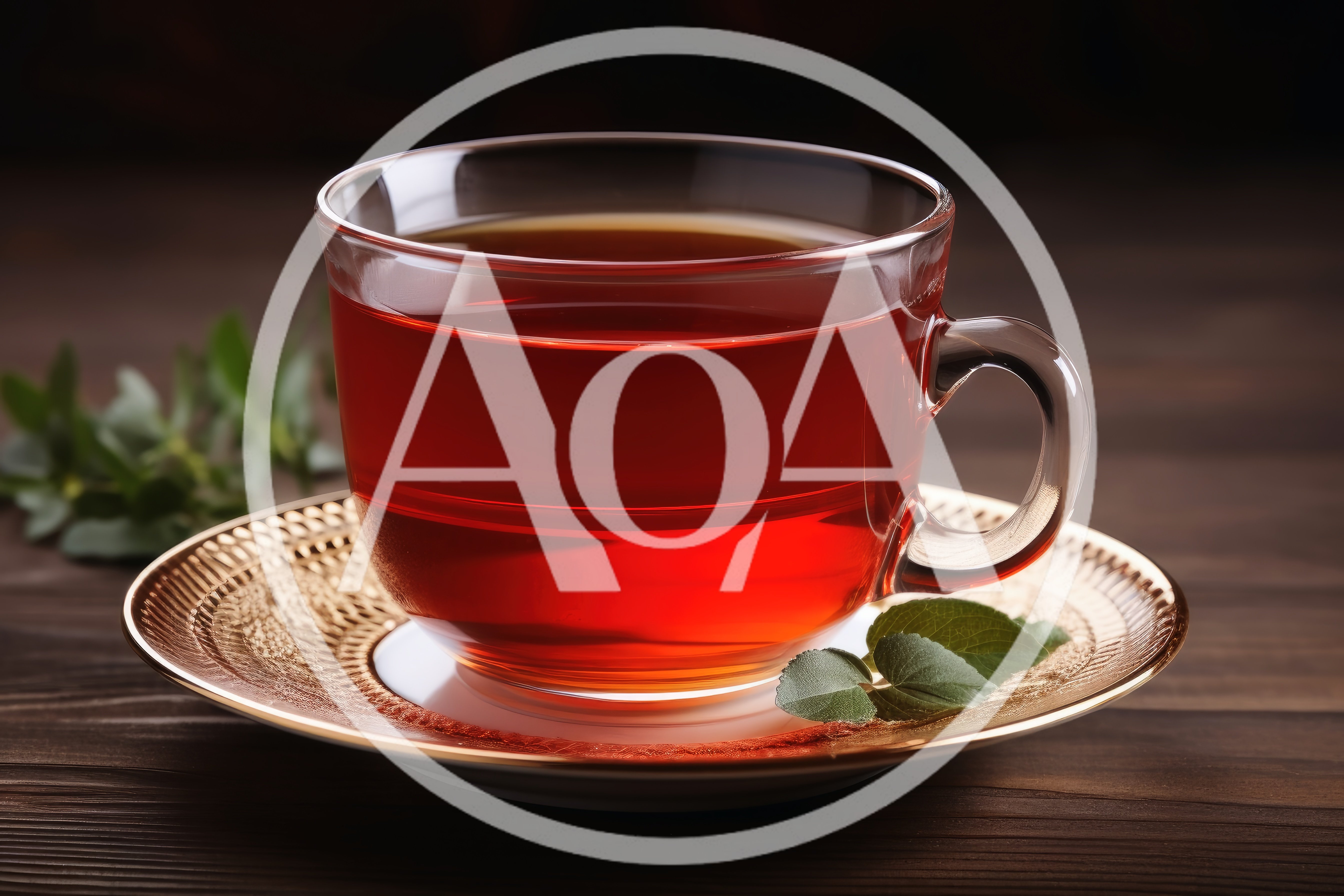 Glass Cup Of Red Tea On A Gold Saucer