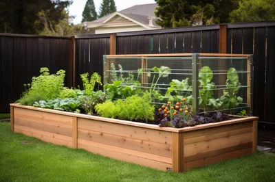 Raised Garden Bed With Protective Wire Cage