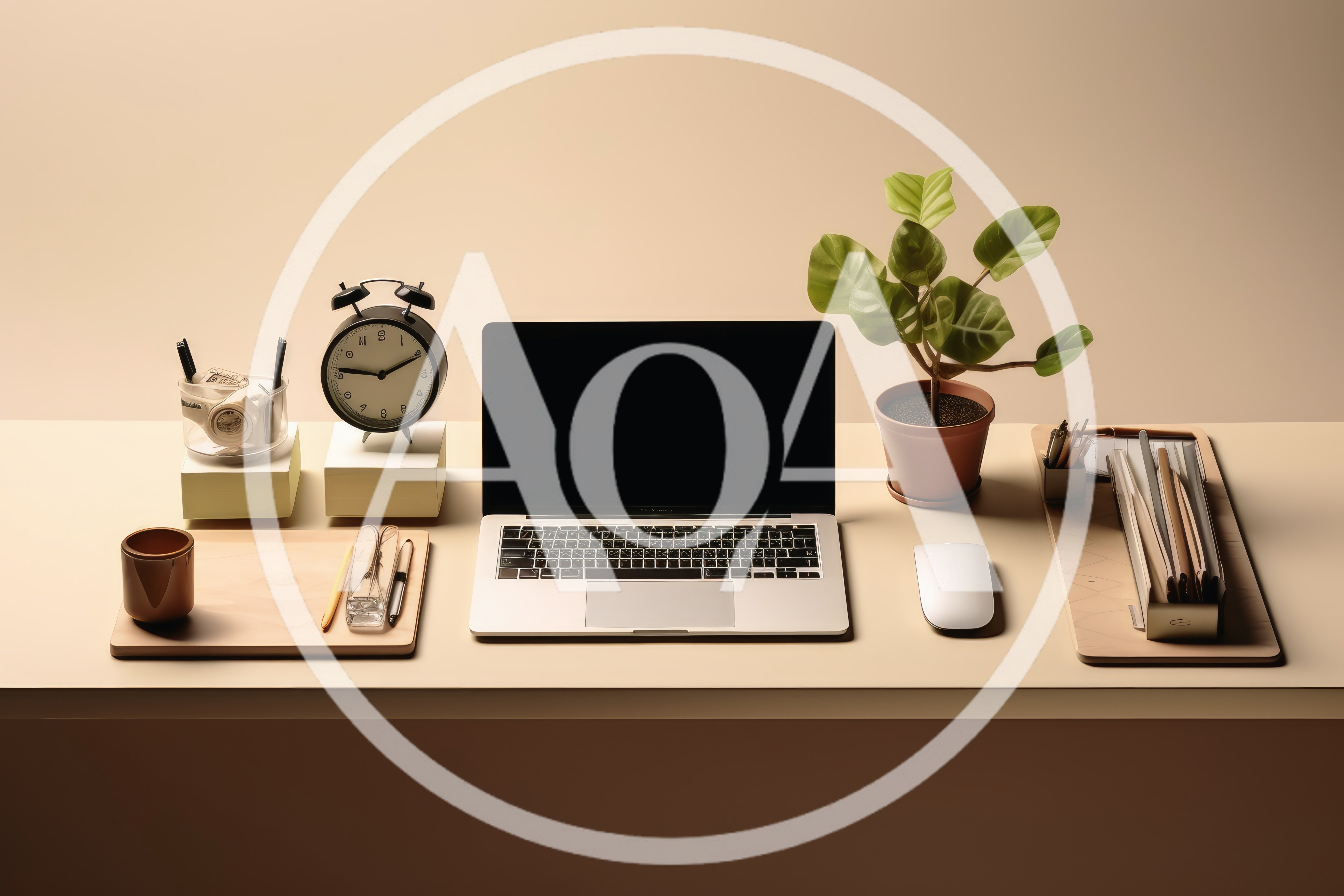 Minimalist Home Office Desk Setup With Laptop