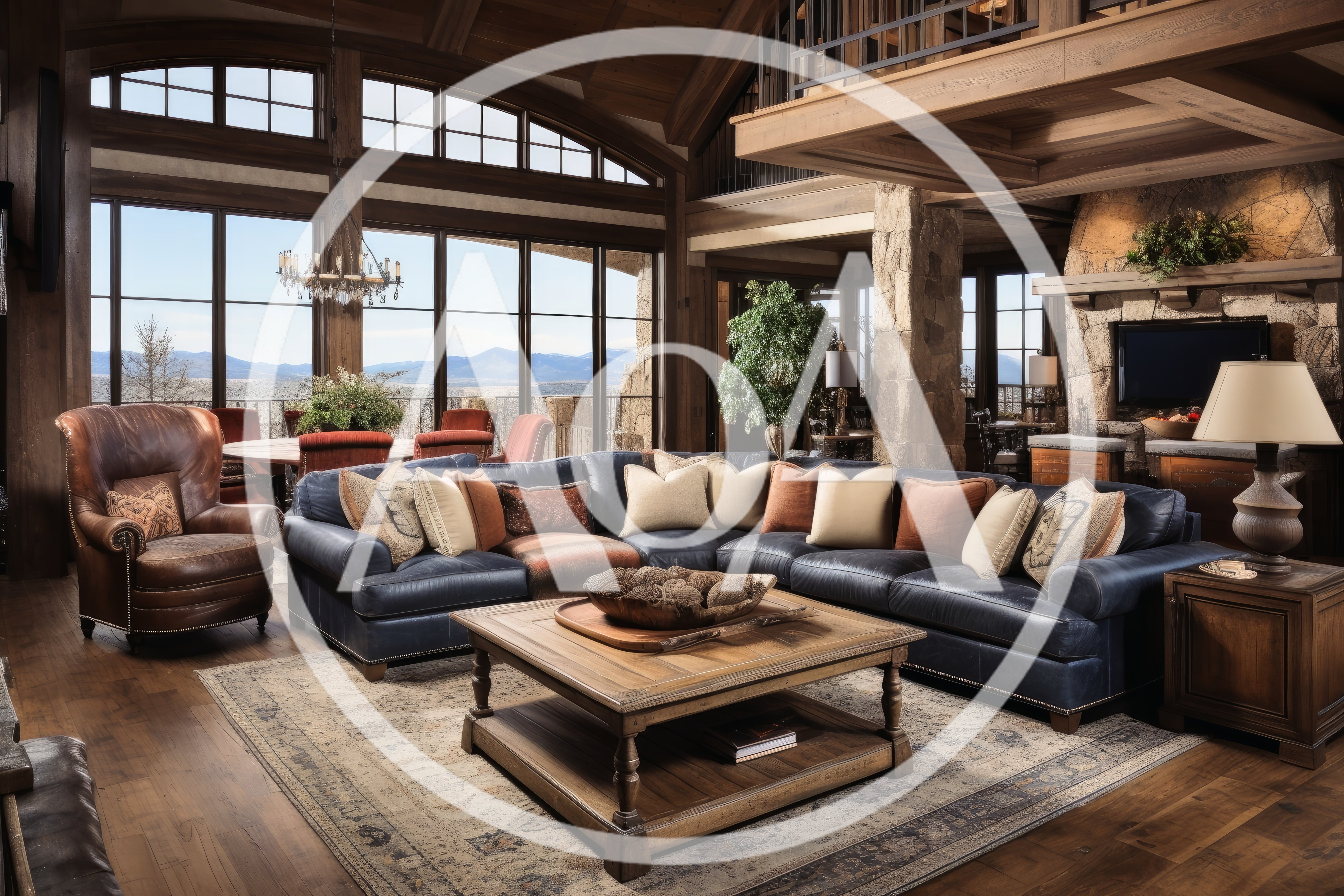 Luxury Mountain Lodge Living Room Interior