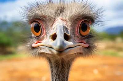 Extreme Close Up Portrait Of An Emu