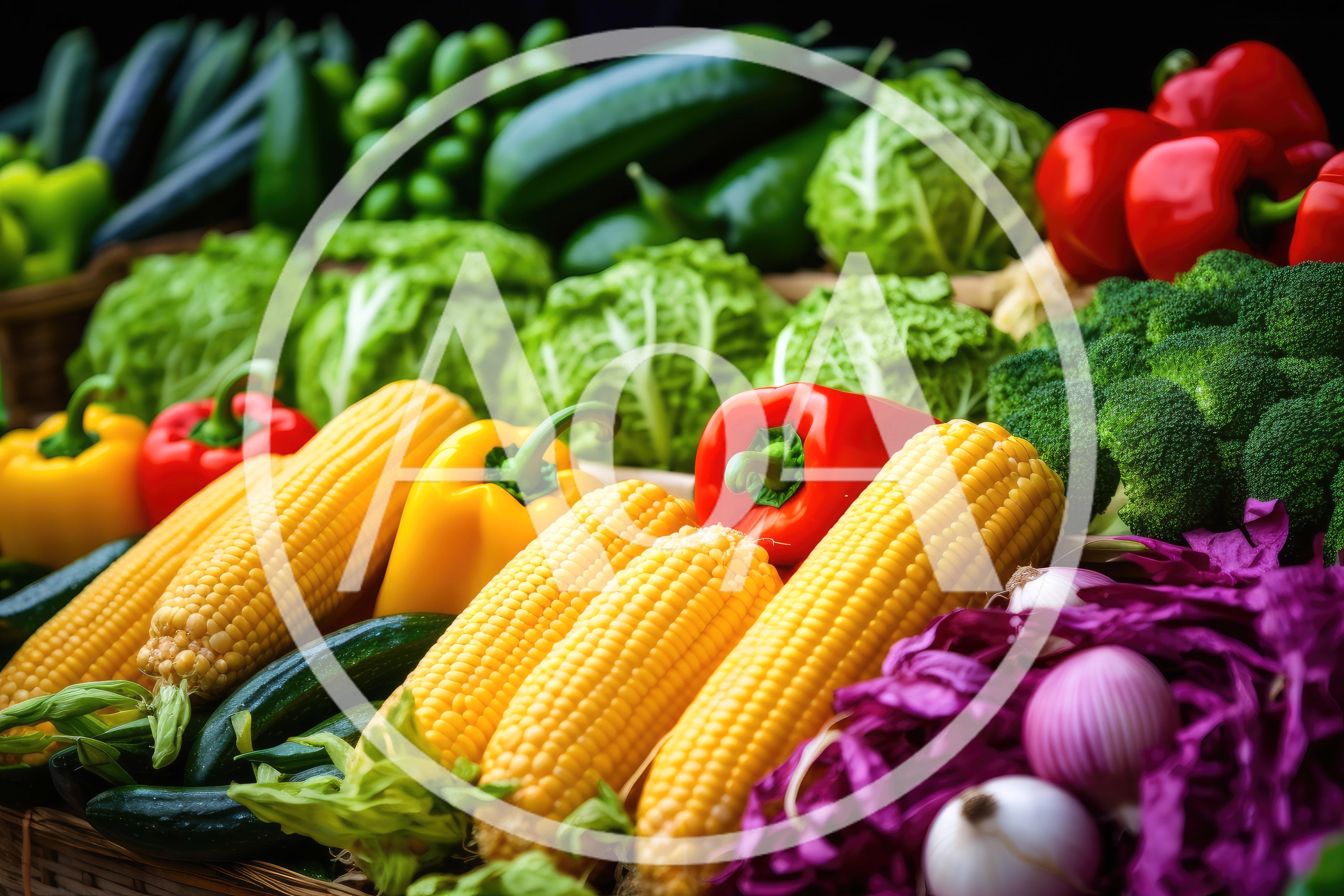 Fresh Assorted Vegetables Displayed In A Market Basket