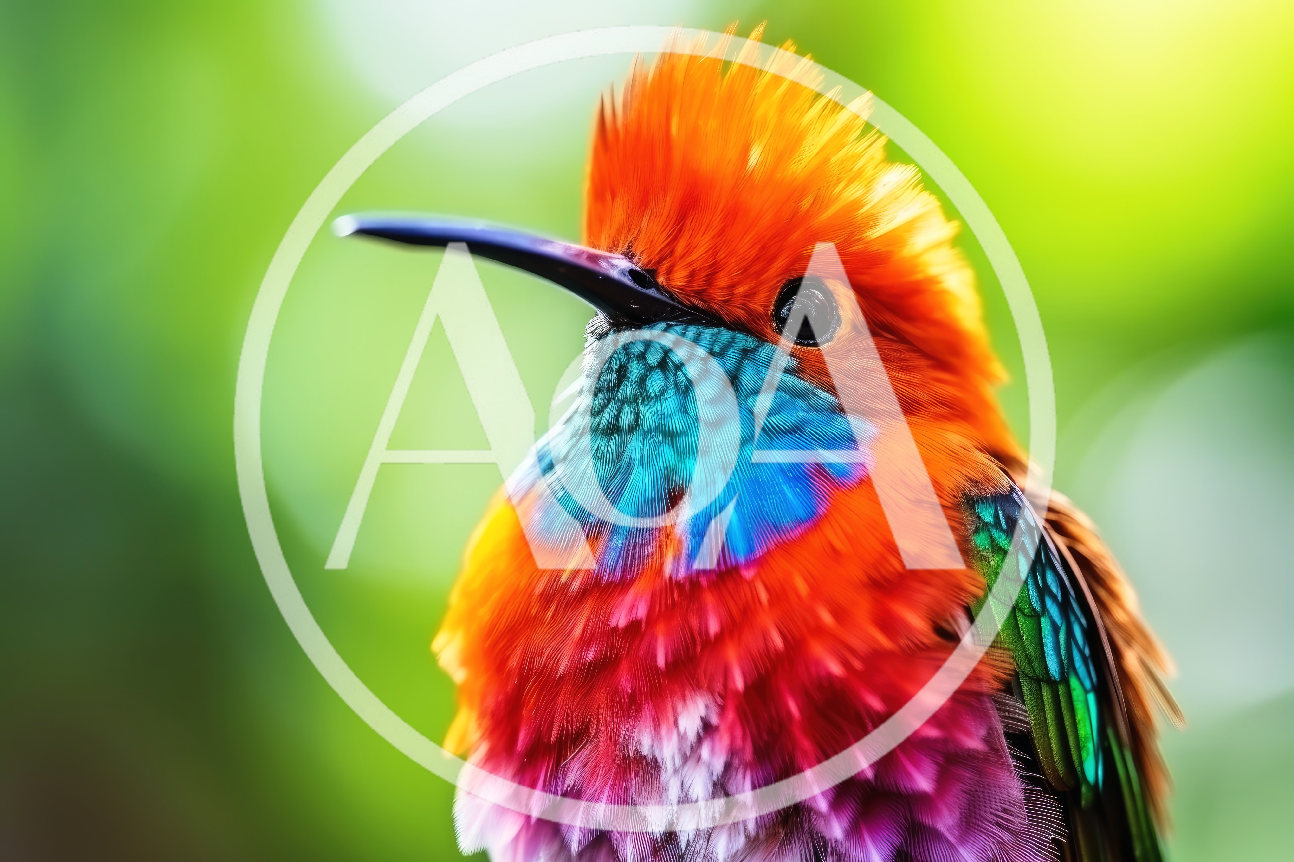 Close Up Portrait Of A Vibrant Multi Colored Hummingbird