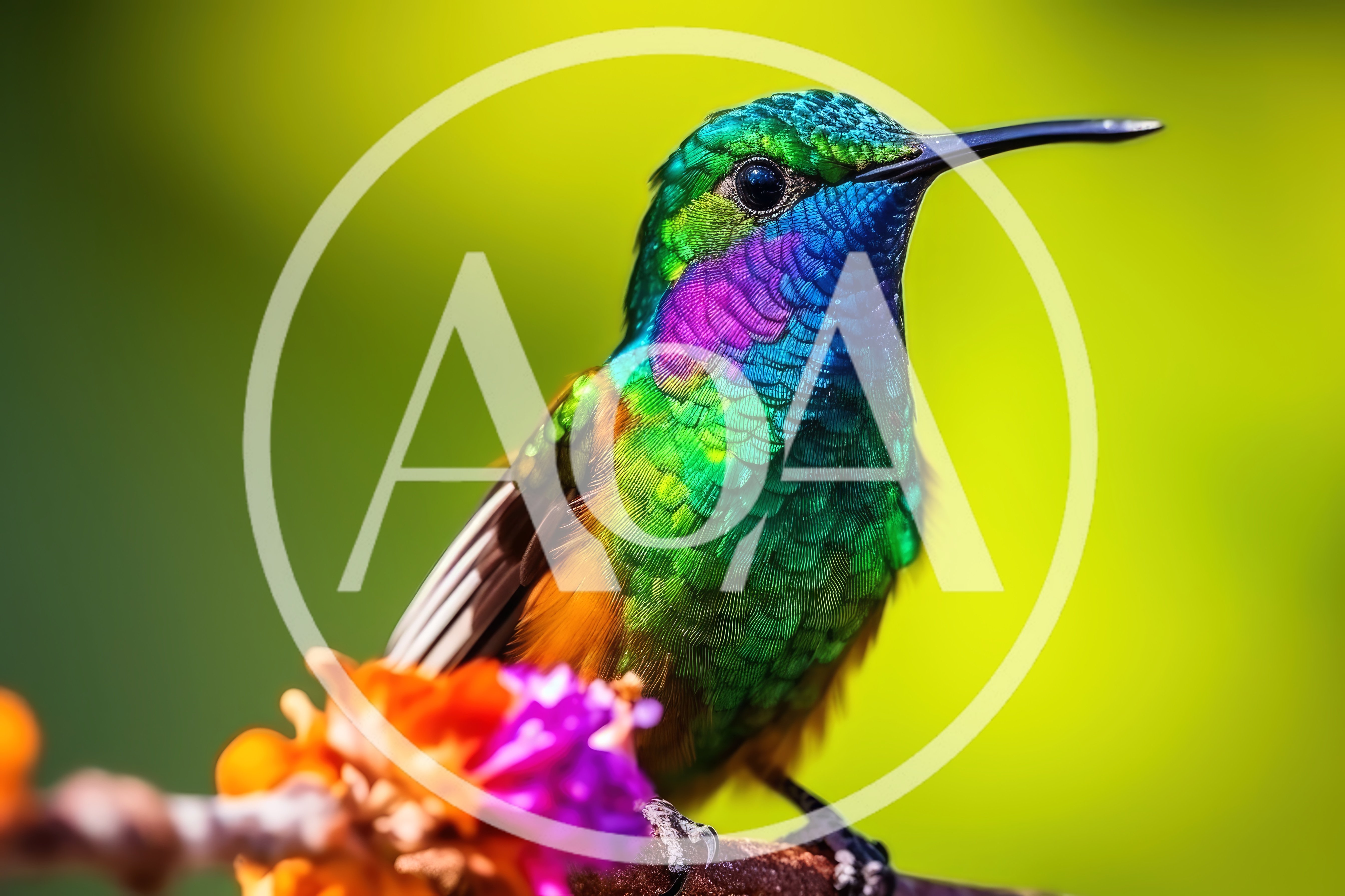 Vibrant Hummingbird Perched On A Flowering Branch