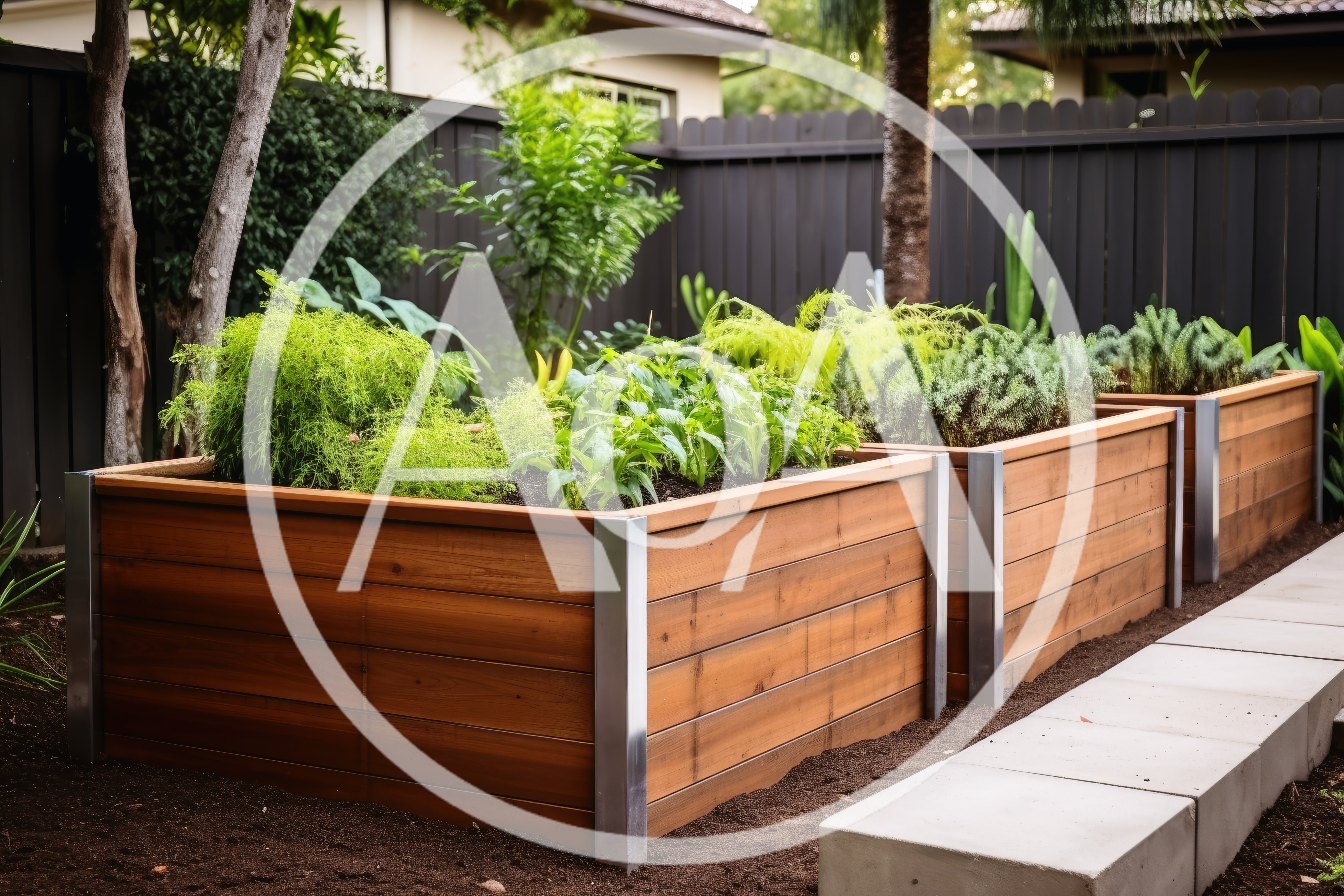Modern Cedar Raised Garden Beds In Backyard
