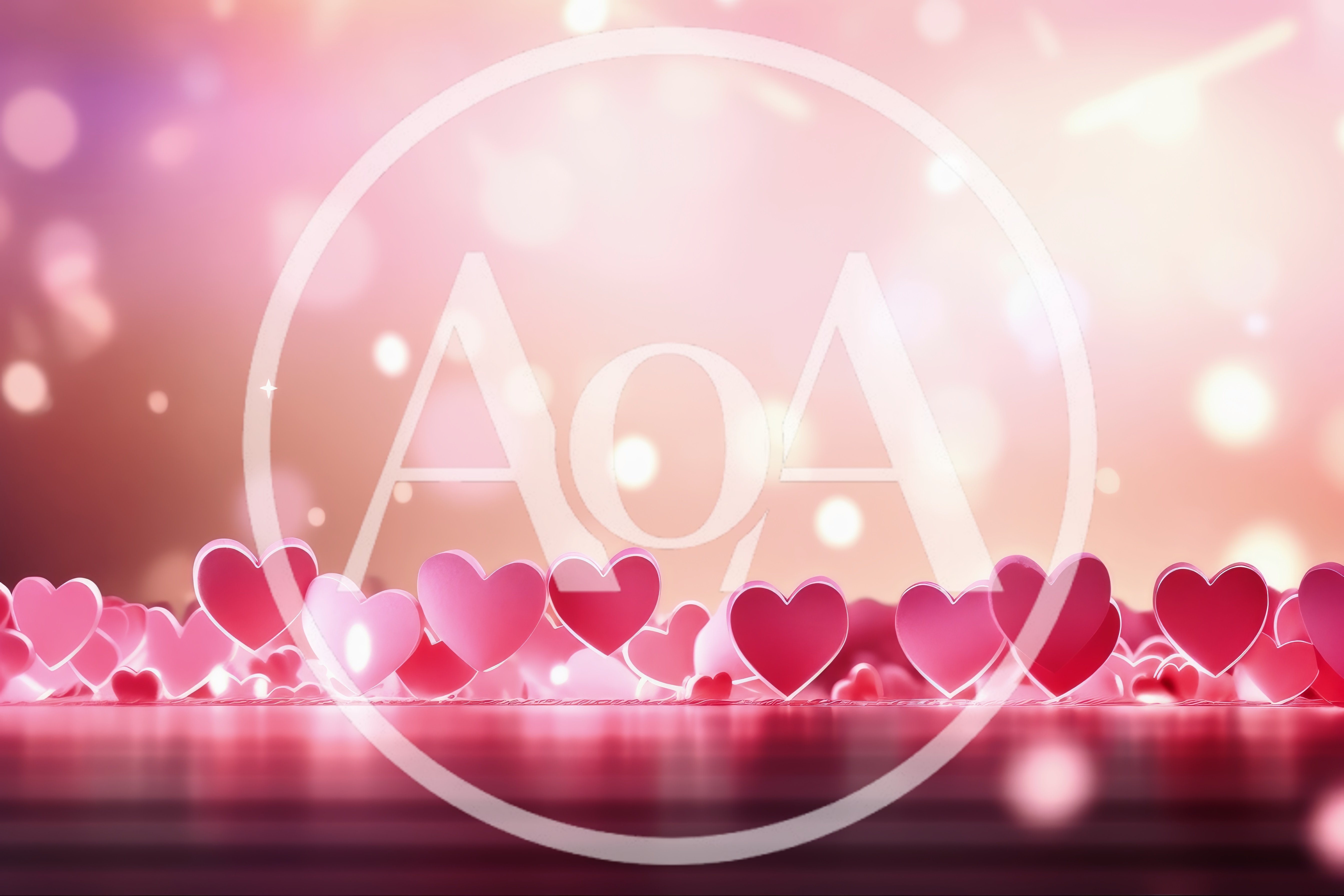 Pink Heart Decorations On Reflective Surface