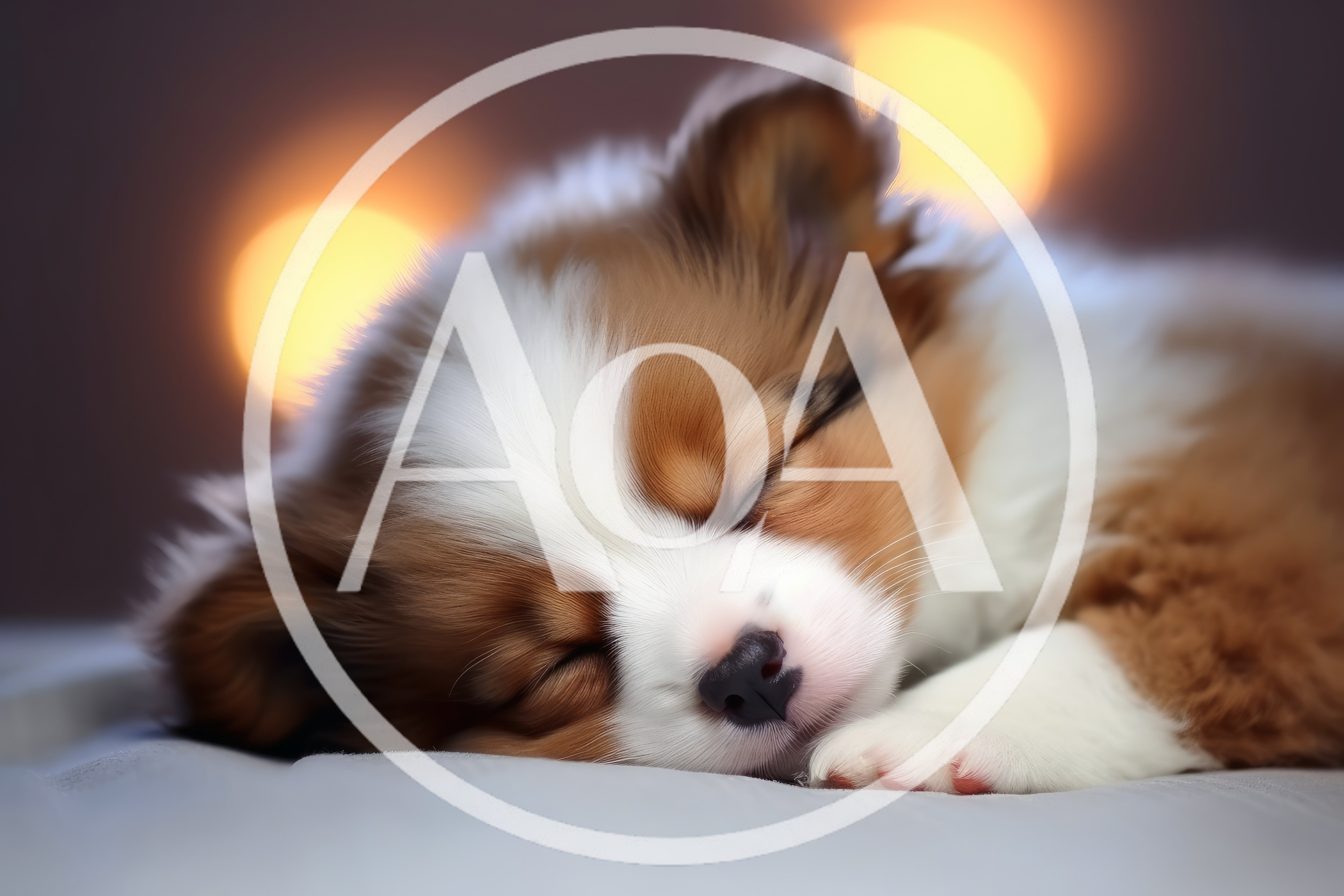Sleeping Australian Shepherd Puppy On Soft Surface