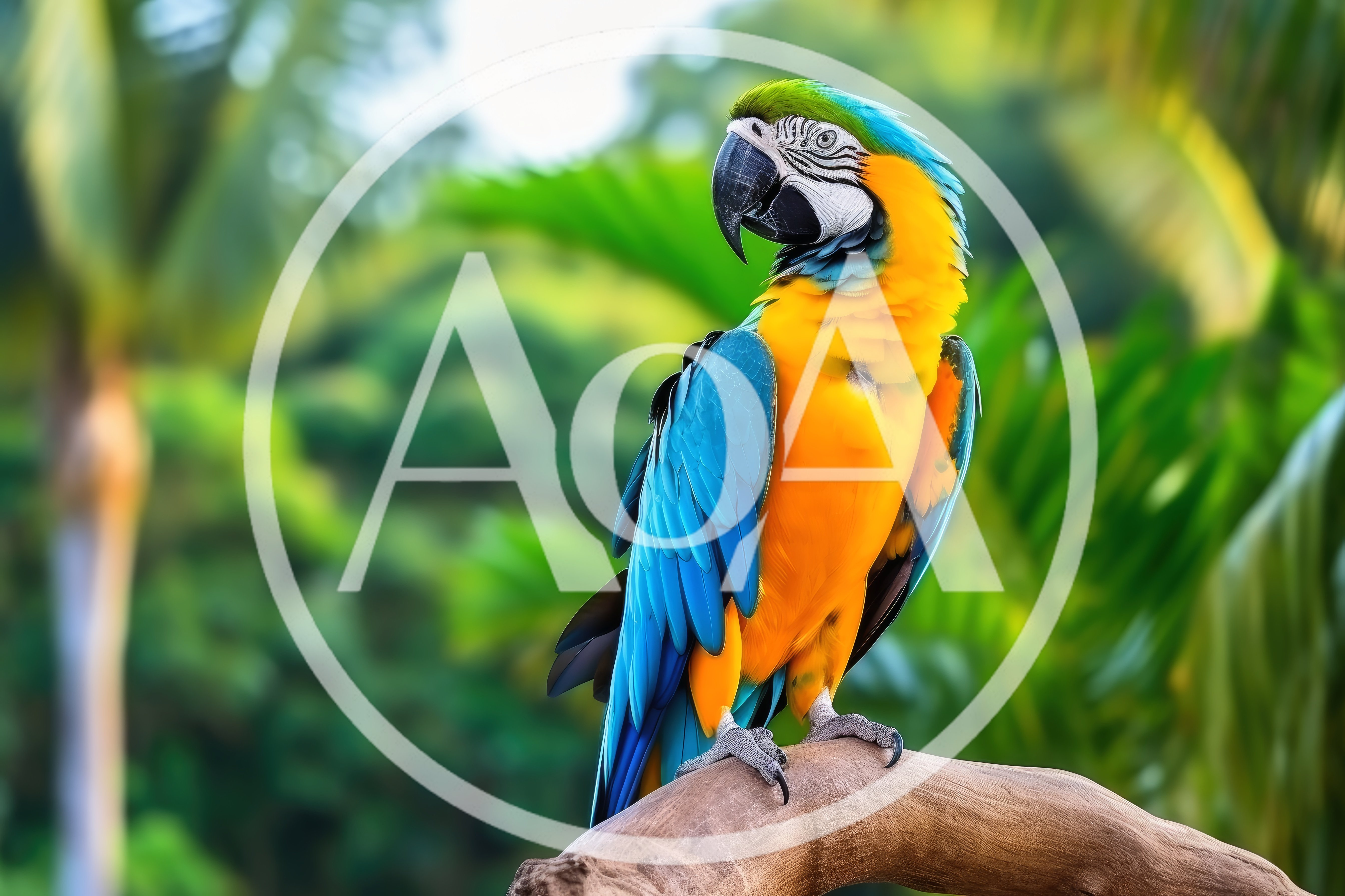 Blue and Yellow Macaw Perched on a Branch
