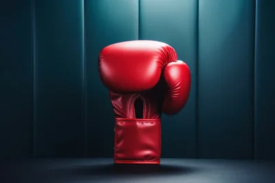 Single Red Boxing Glove On Dark Background
