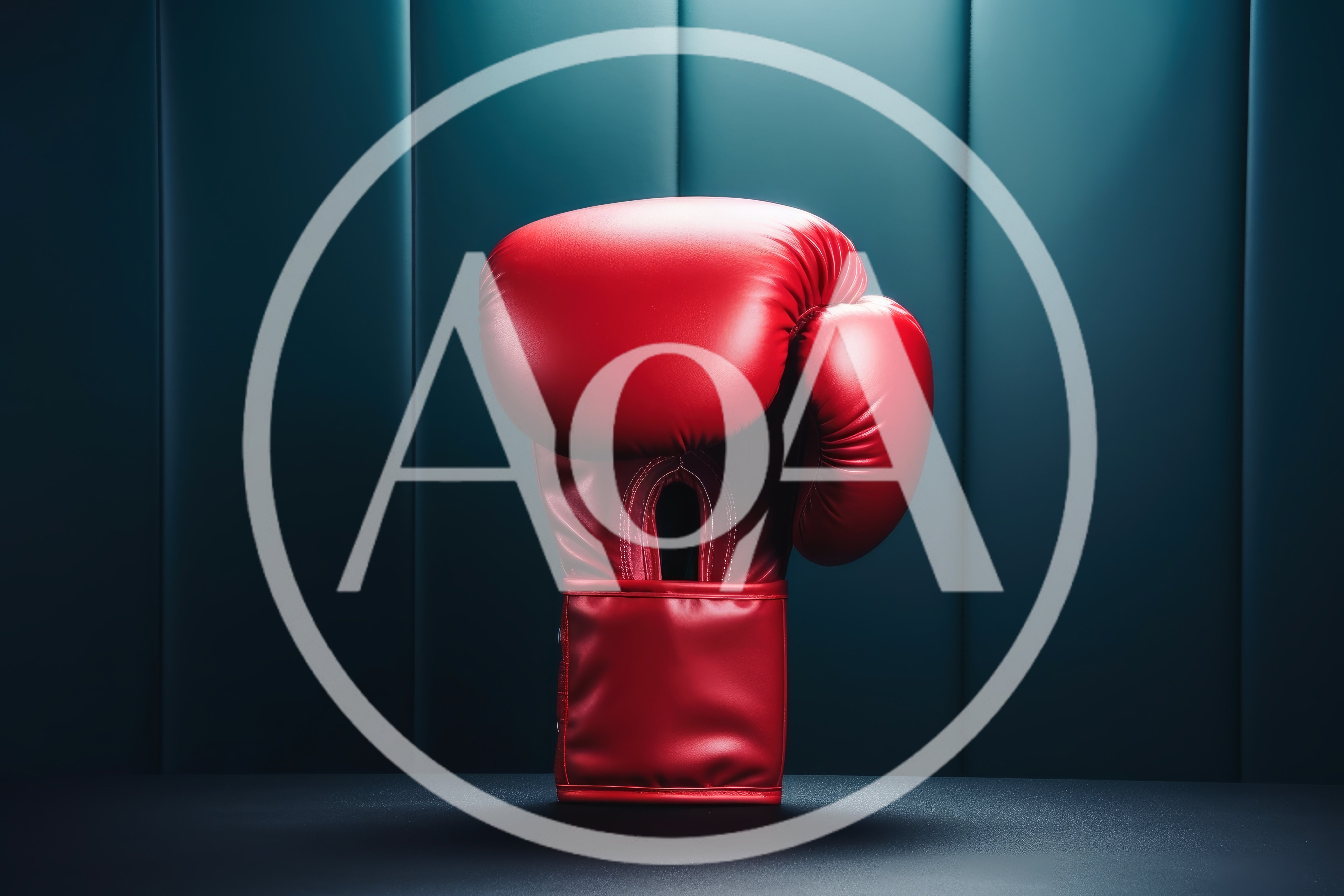 Single Red Boxing Glove On Dark Background