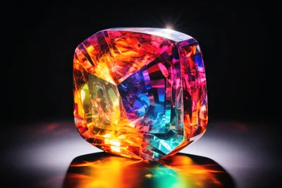 Multicolor Iridescent Gemstone With Vibrant Light Refraction