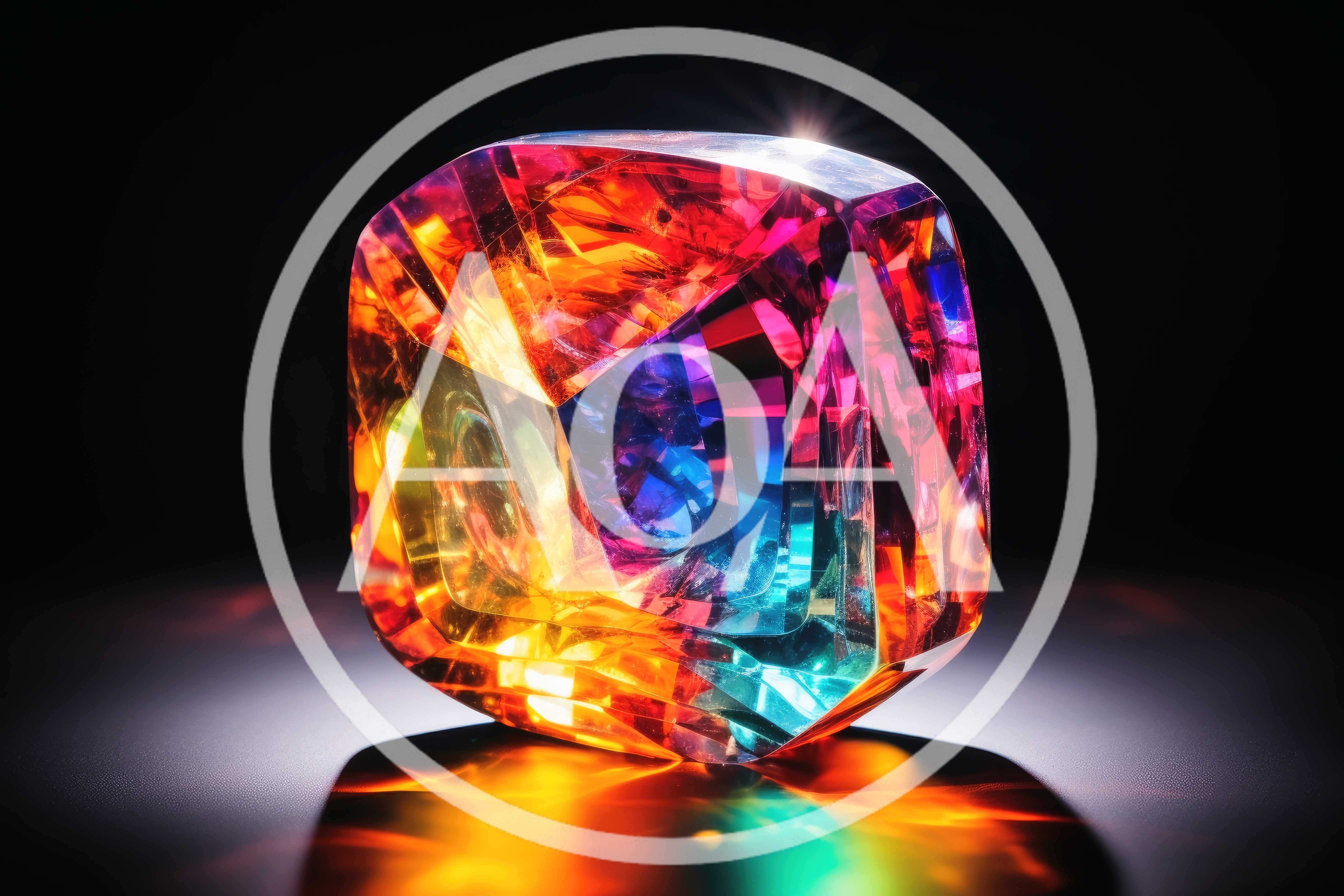 Multicolor Iridescent Gemstone With Vibrant Light Refraction