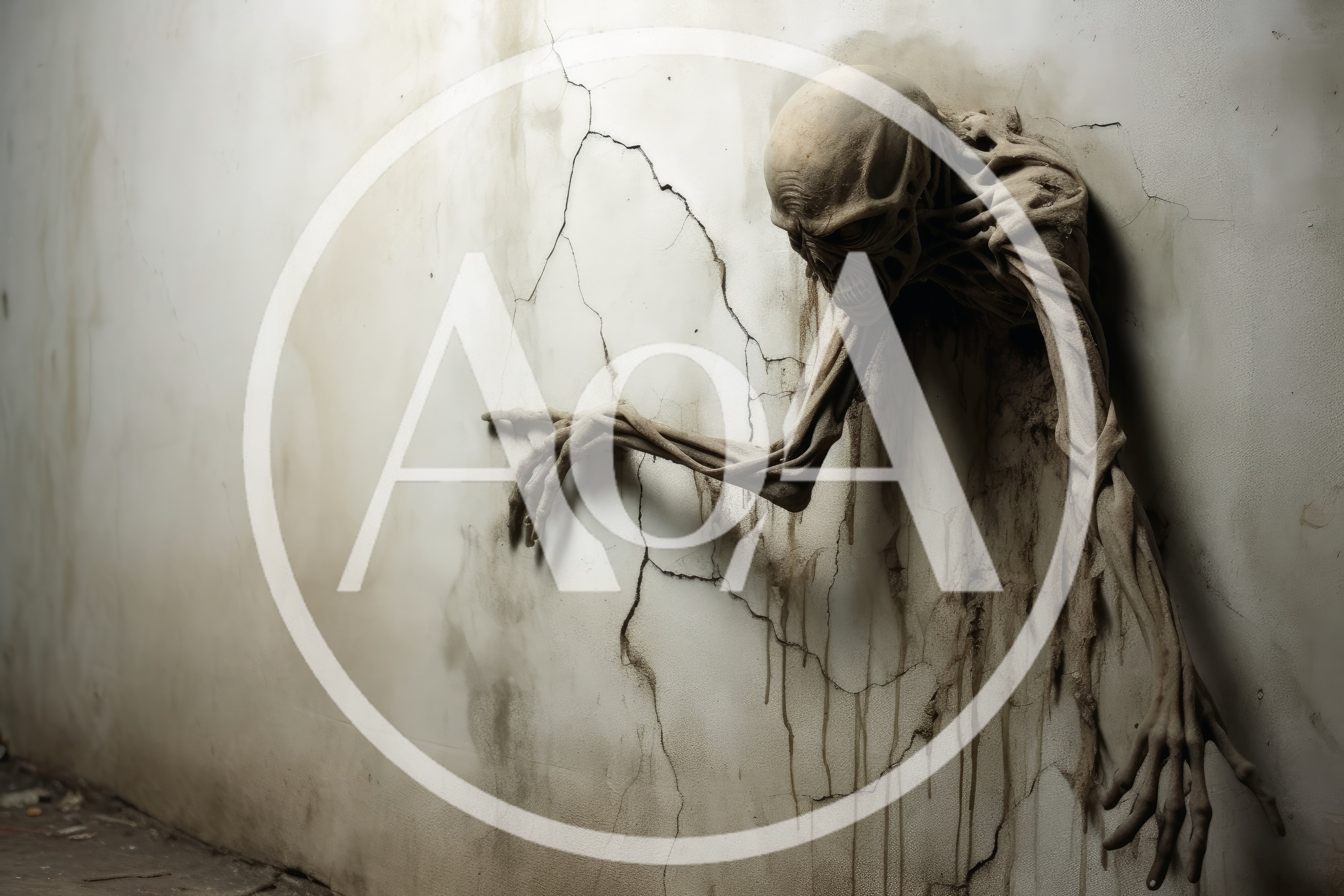 Creepy Skeletal Creature Emerging From A Cracked Wall