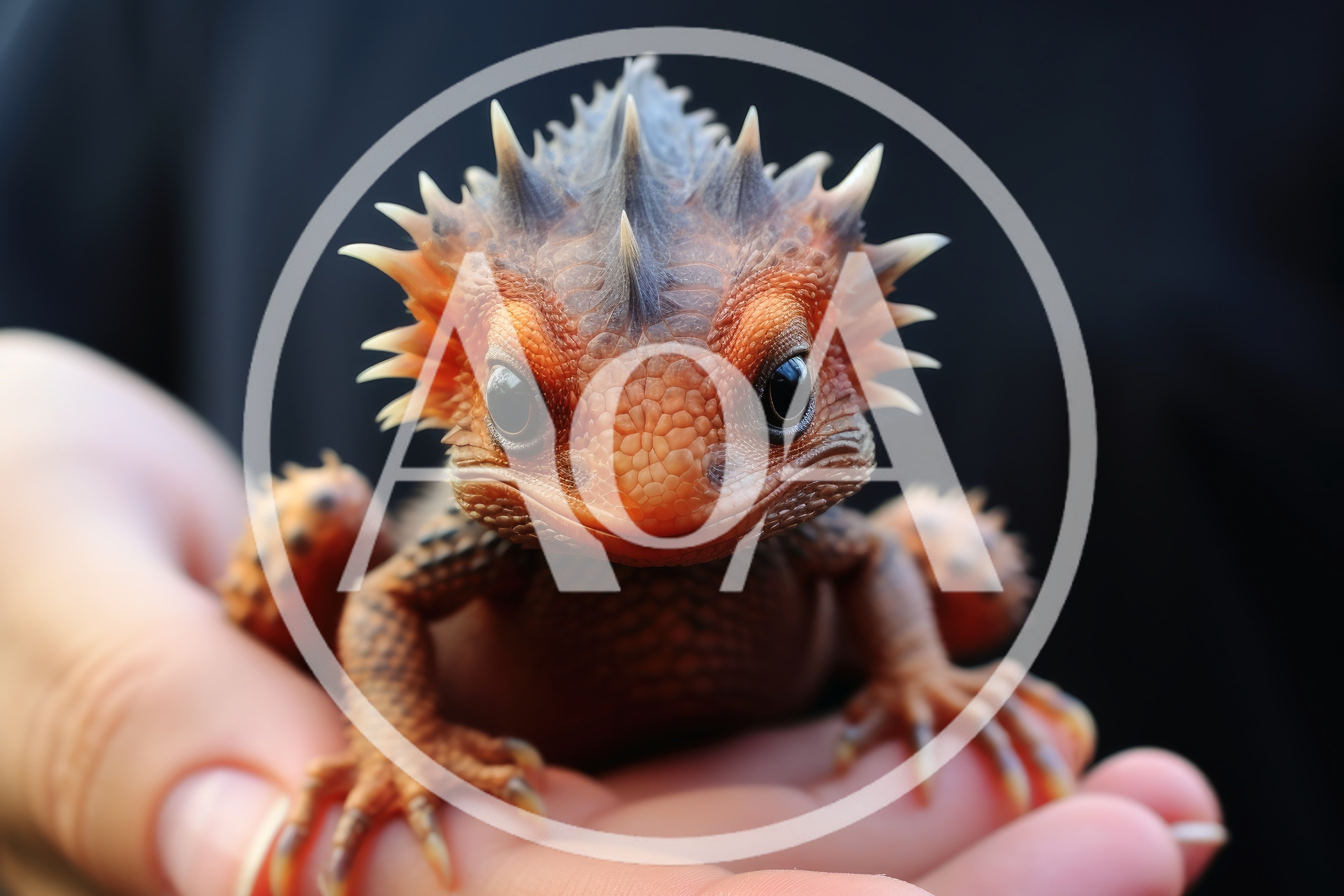 Close Up Of A Small Spiky Lizard In Hands