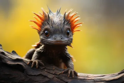 Close Up Portrait Of A Spiky Baby Dragon