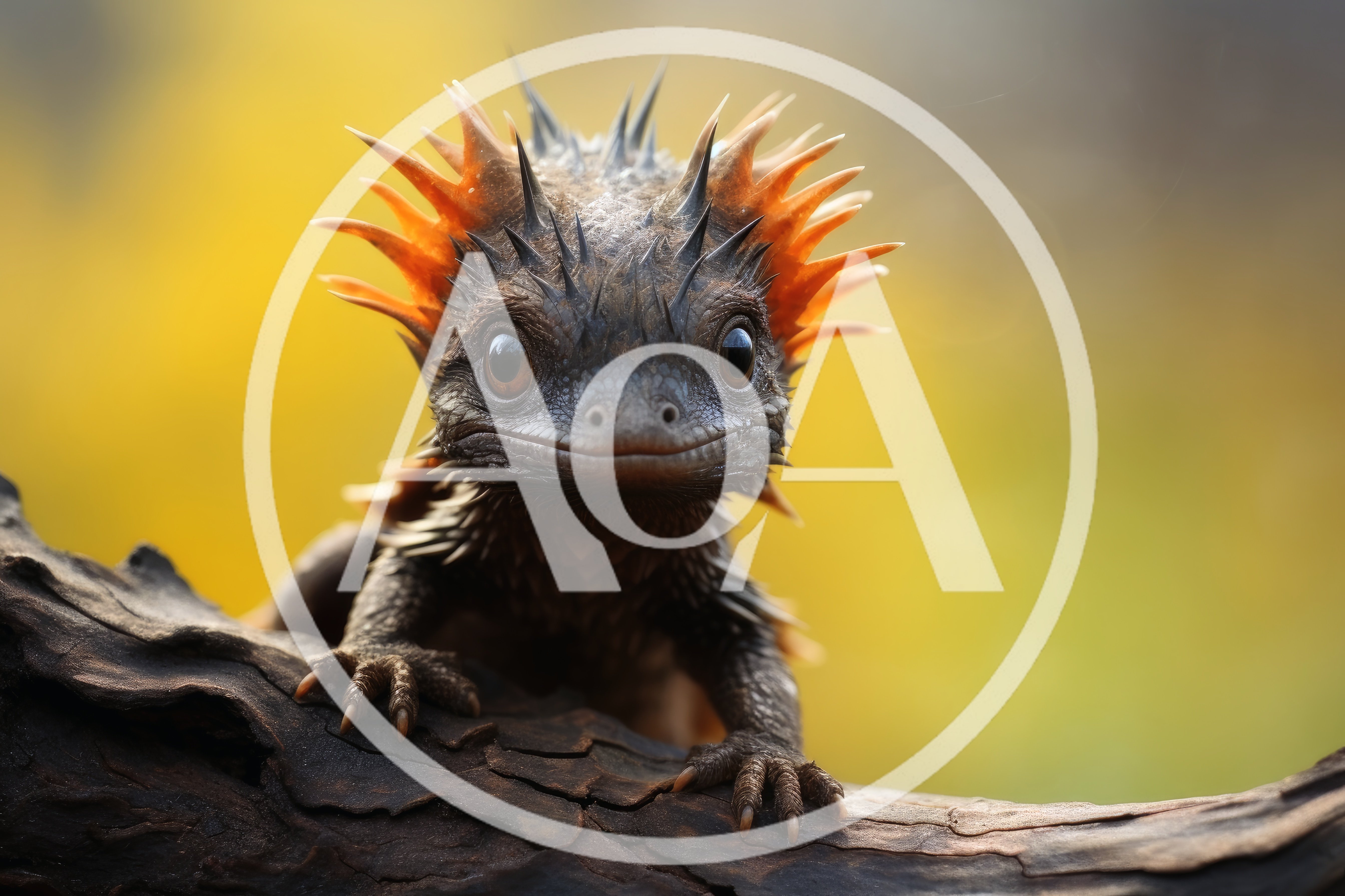 Close Up Portrait Of A Spiky Baby Dragon