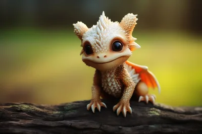 Cute Baby Dragon Perched On A Tree Branch