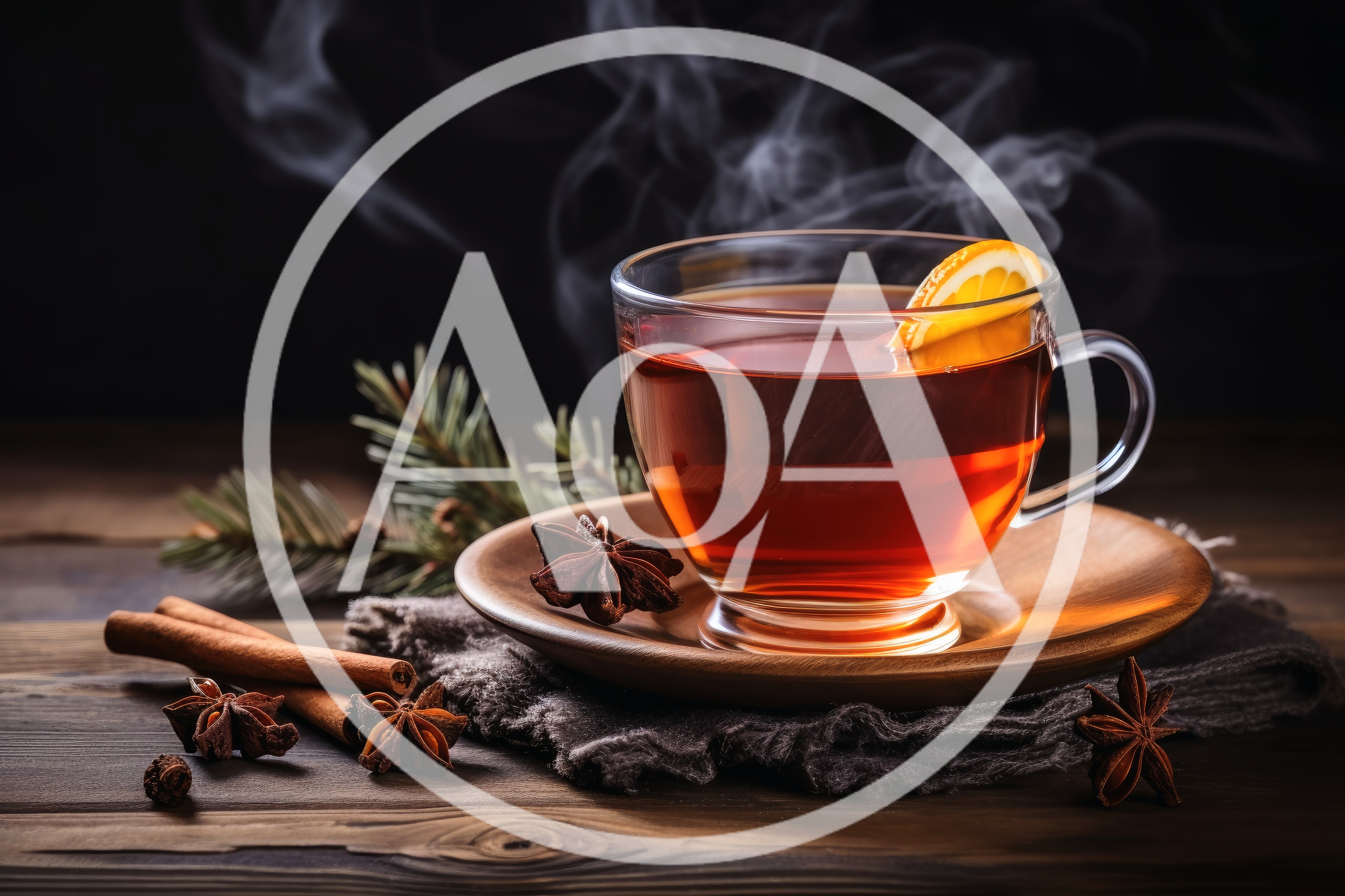 Steaming Cup Of Hot Tea With Spices And Lemon